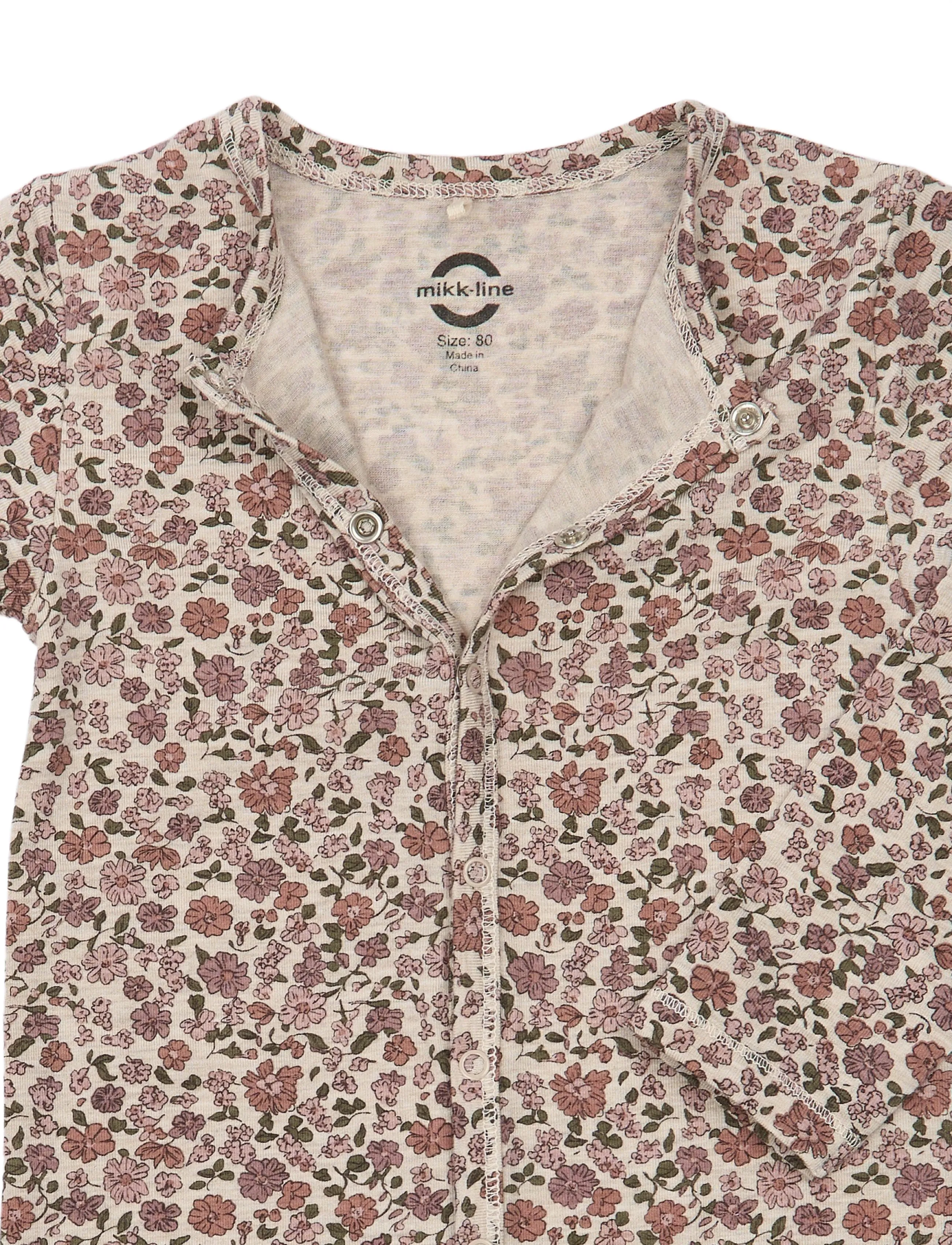 mikk-line - Wool/Bamboo LS Suit AOP - byxdress - floral sketch aop - 2