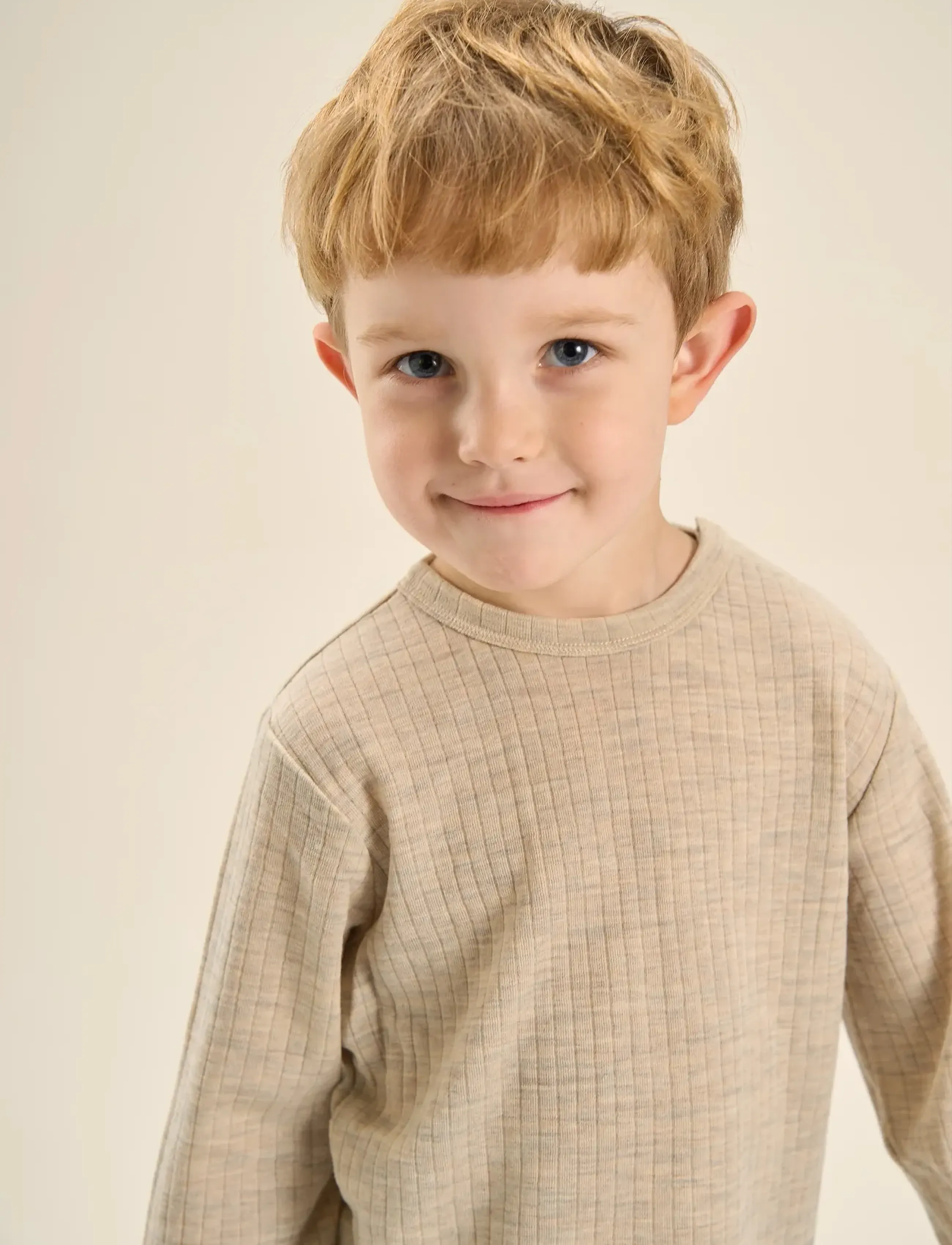 mikk-line Merino Wool LS Top - Oberteile - MELANGE OFFWHITE / beige