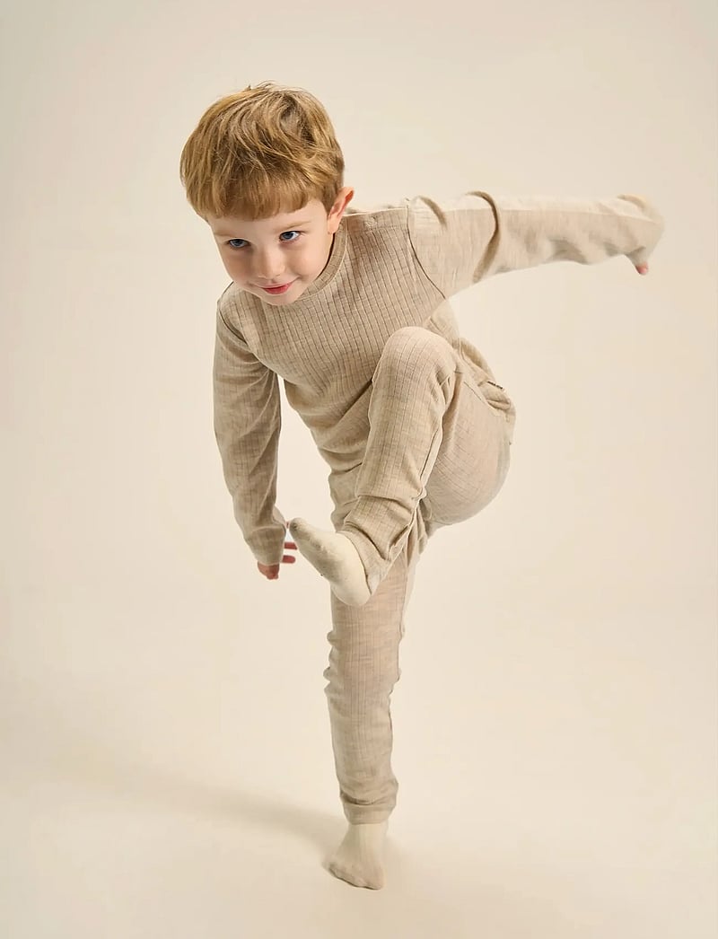 mikk-line - Merino Wool LS Top - langærmede t-shirts - melange offwhite - 3