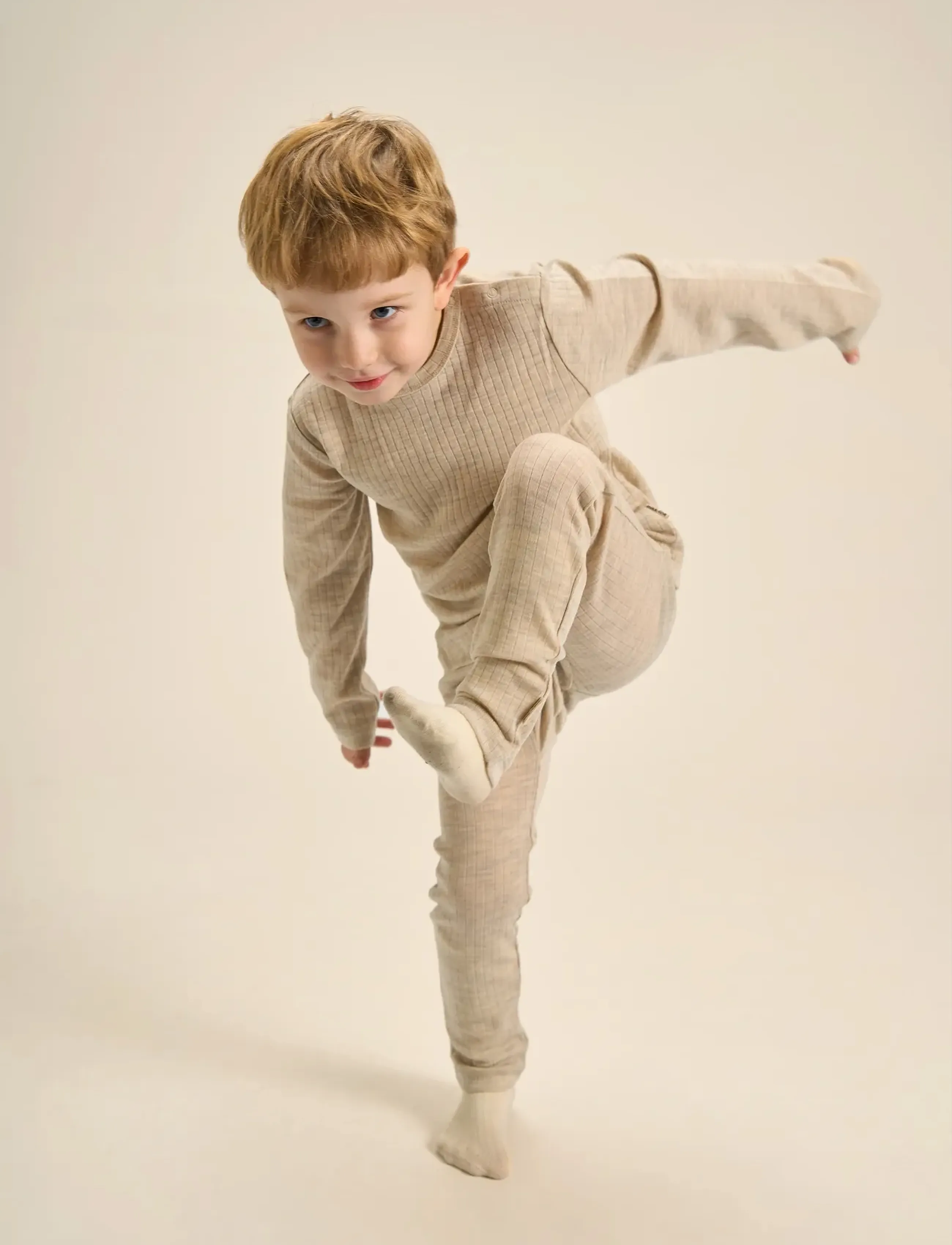 mikk-line - Merino Wool LS Top - t-paidat - melange offwhite - 3