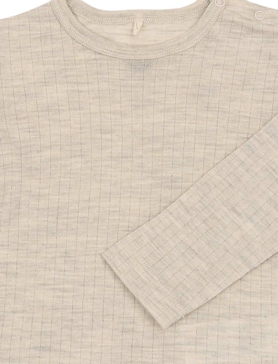 mikk-line - Merino Wool LS Top - t-shirts à manches longues - melange offwhite - 4