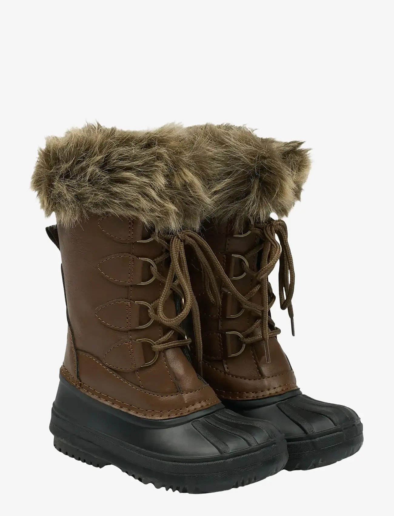 mikk-line - Winter Boot Rubber w. Fake Fur - vinterstövlar - cognac - 1