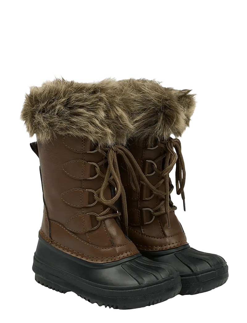 mikk-line - Winter Boot Rubber w. Fake Fur - vinterstövlar - cognac - 1