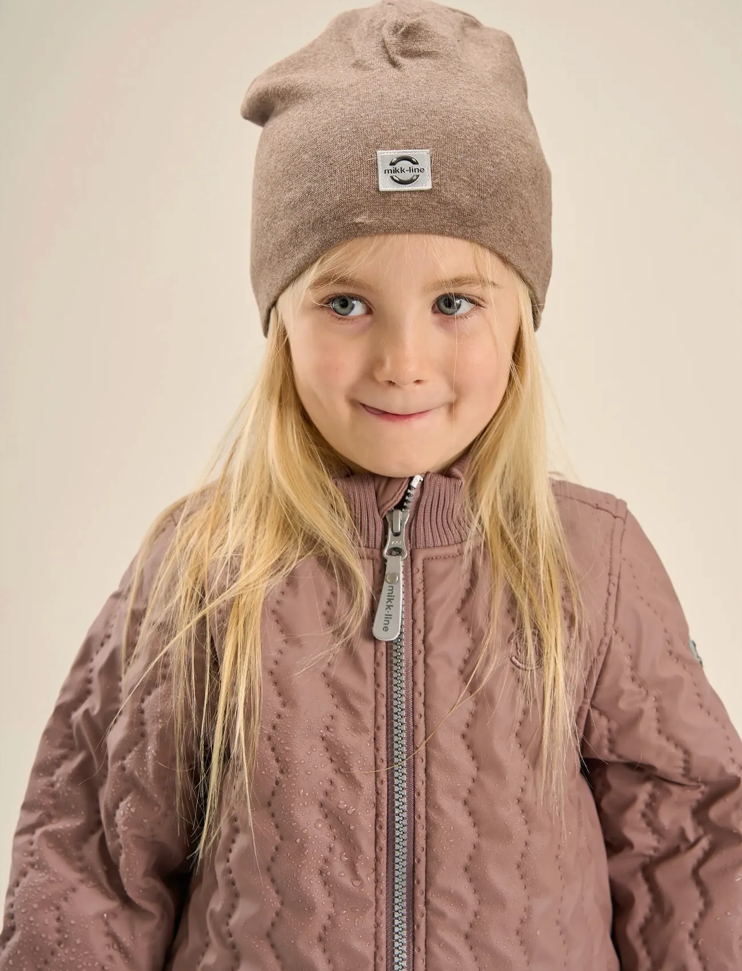 mikk-line Cotton Hat Solid, 122/128, Hats, Beige - Beanie, Kinder