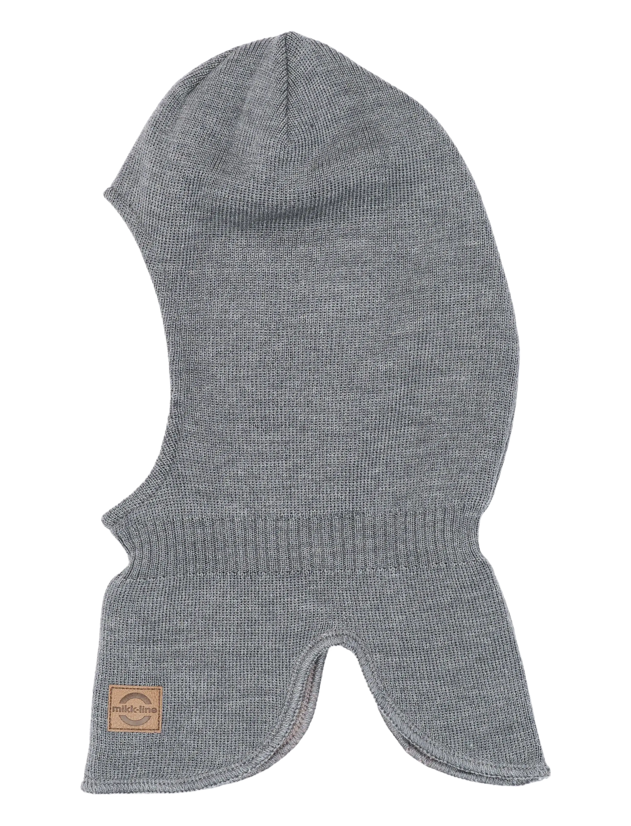 mikk-line Knitted Balaclava W Wool & Windstop, 86/92, Headwear, Grau - Balaclava, Kinder