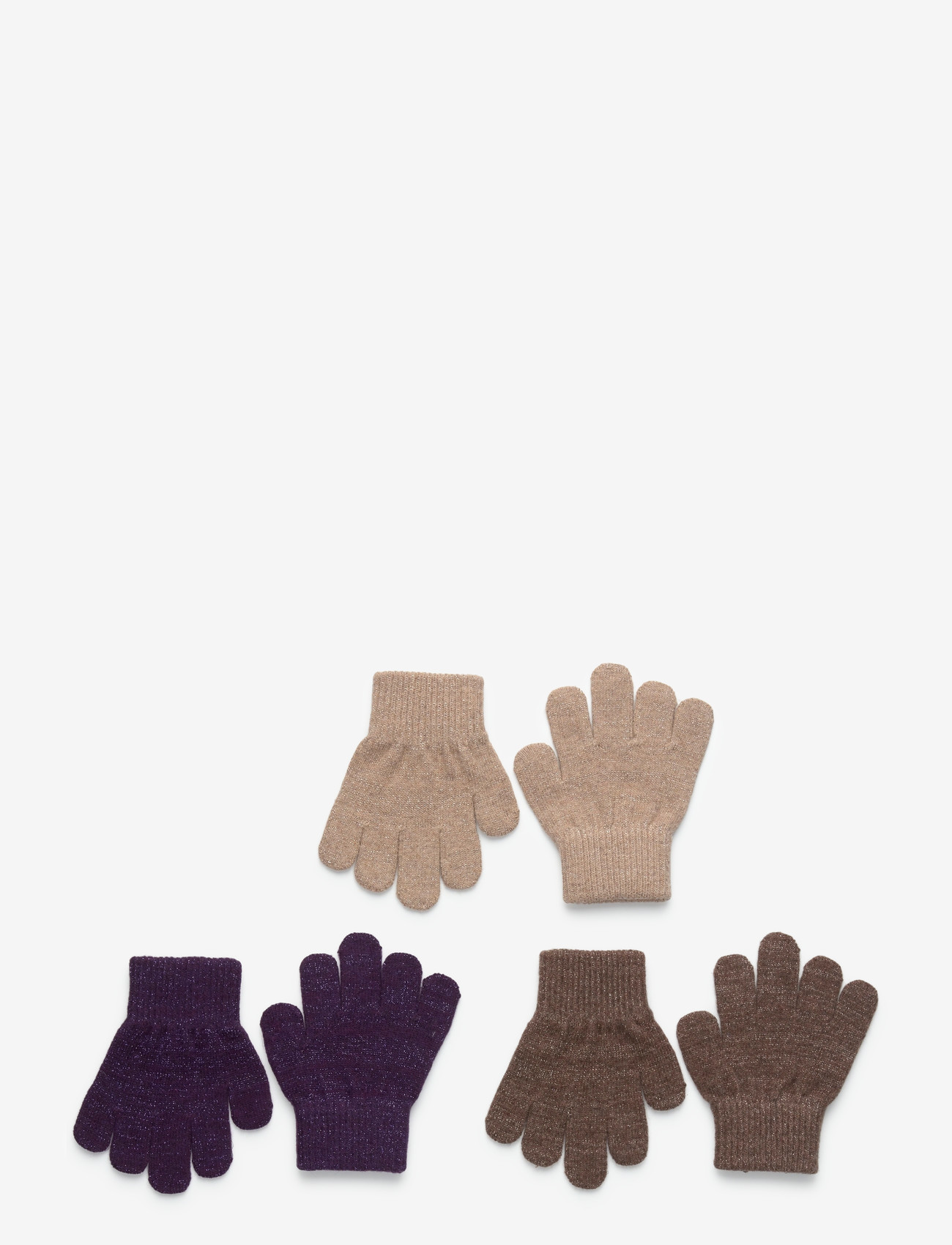mikk-line - Magic Gloves 3 Pack w. Lurex - accessoires - nightshade-chocolate chip-doeskin - 0