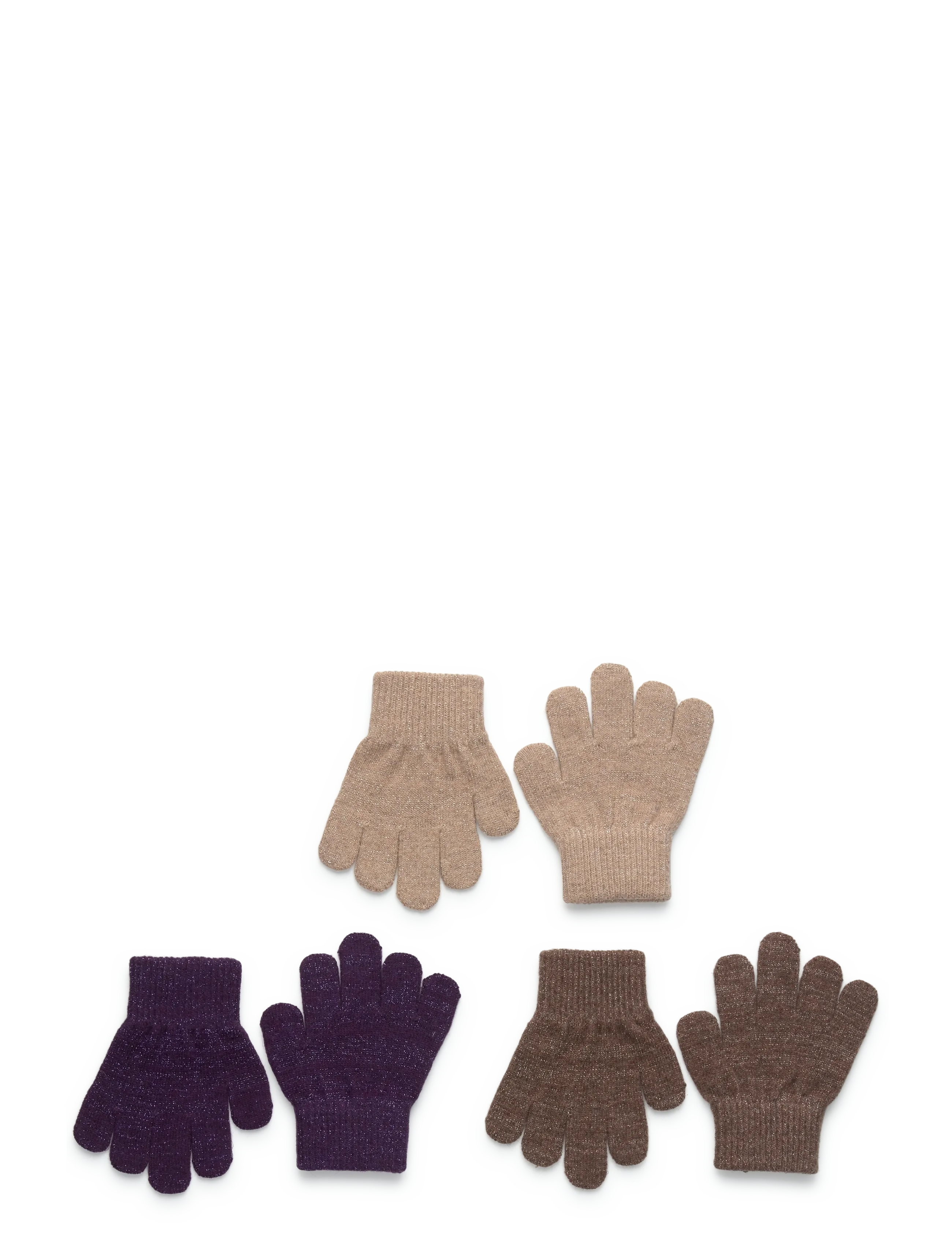 mikk-line Magic Gloves 3 Pack w. Lurex - Accessoires - NIGHTSHADE-CHOCOLATE CHIP-DOESKIN / multi