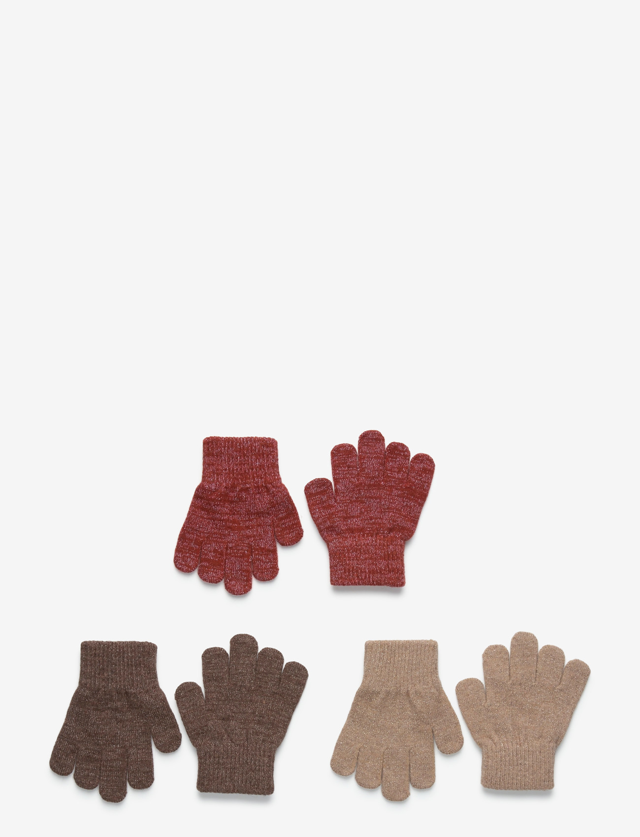 mikk-line - Magic Gloves 3 Pack w. Lurex - accessories - apple butter-chocolate chip-doeskin - 0