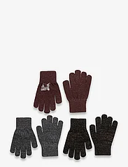 mikk-line - Magic Gloves 3 Pack w. Lurex - najniższe ceny - dark mink-black-antrazite - 0