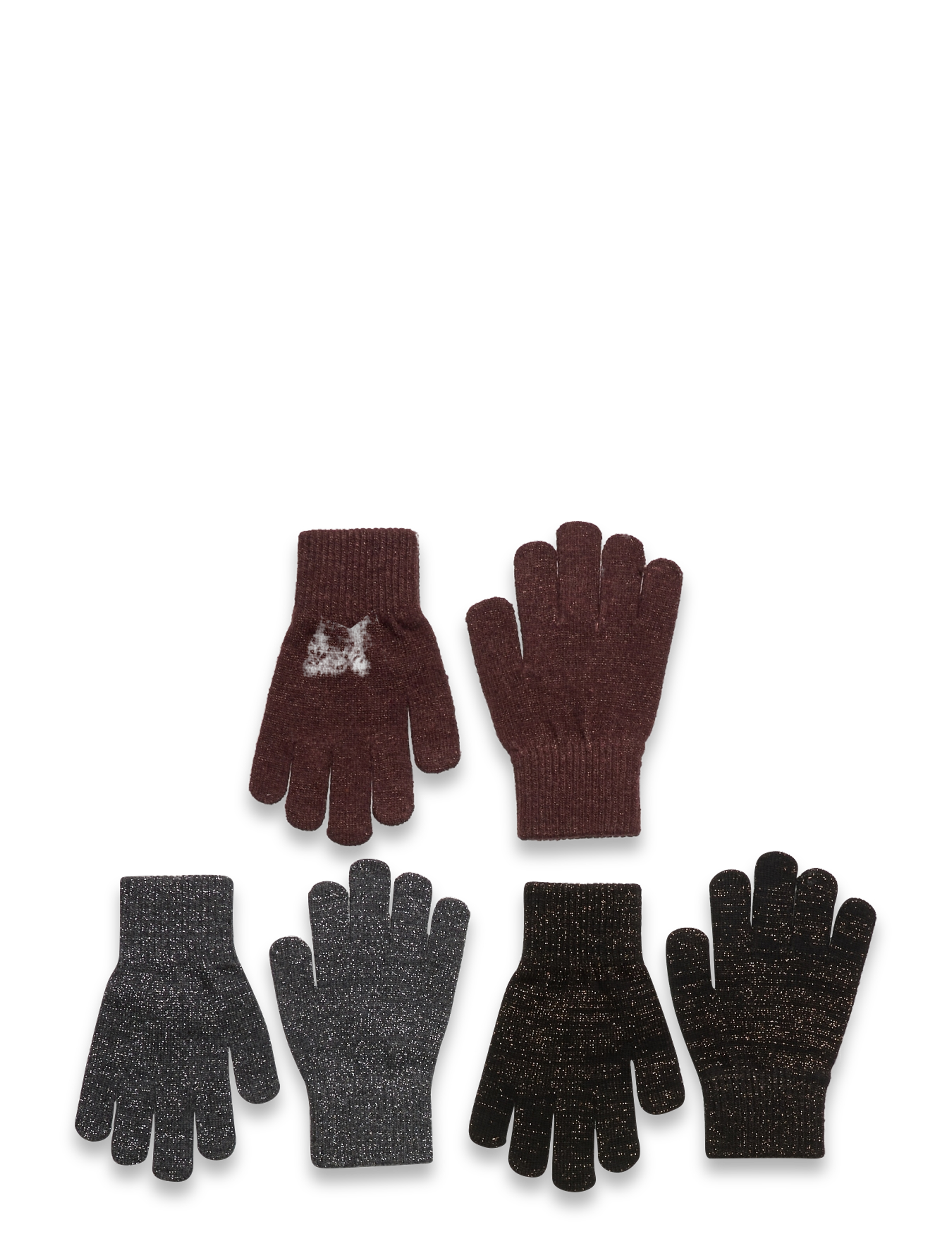 mikk-line Magic Gloves 3 Pack w. Lurex - 4 for 3 - DARK MINK-BLACK-ANTRAZITE / multi