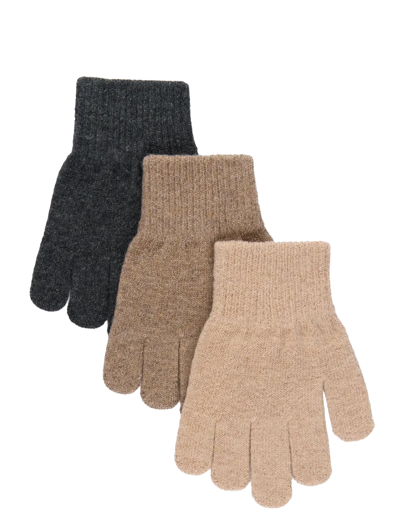 mikk-line Magic Gloves 3 Pack w. Lurex - Last chance - ROSE MELANGE-MELANGE DENVER-DARK GRAY MELANGE / pink/rose