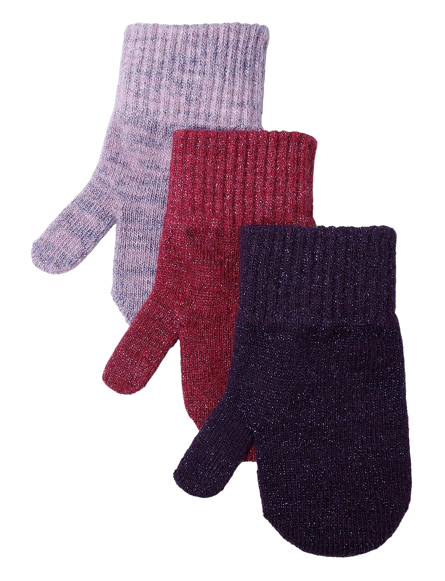 mikk-line - Magic Mittens 3 Pack w. Lurex - handskar - plum perfect-catawaba grape-purple sage - 0