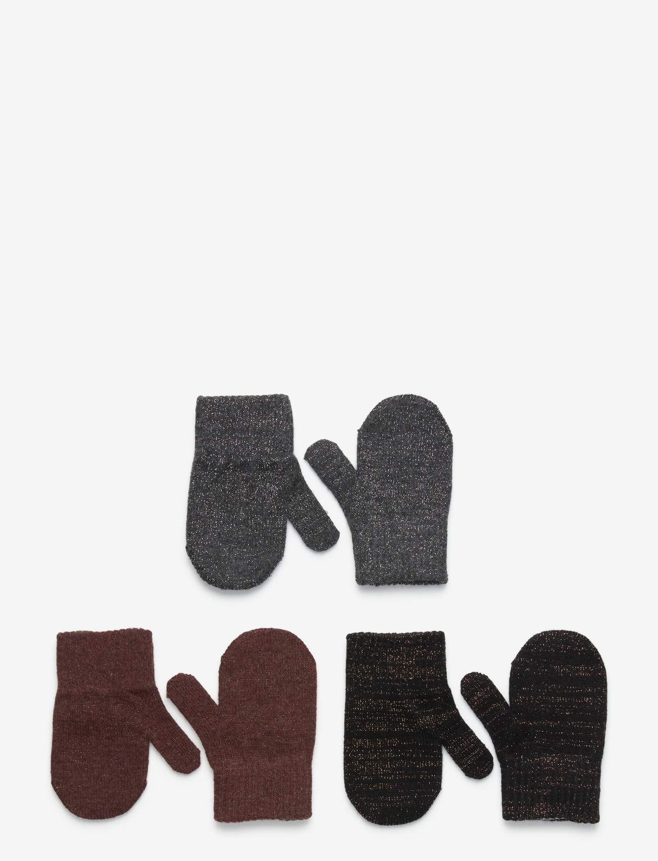 mikk-line - Magic Mittens 3 Pack w. Lurex - handschuhe - dark mink-black-antrazite - 0