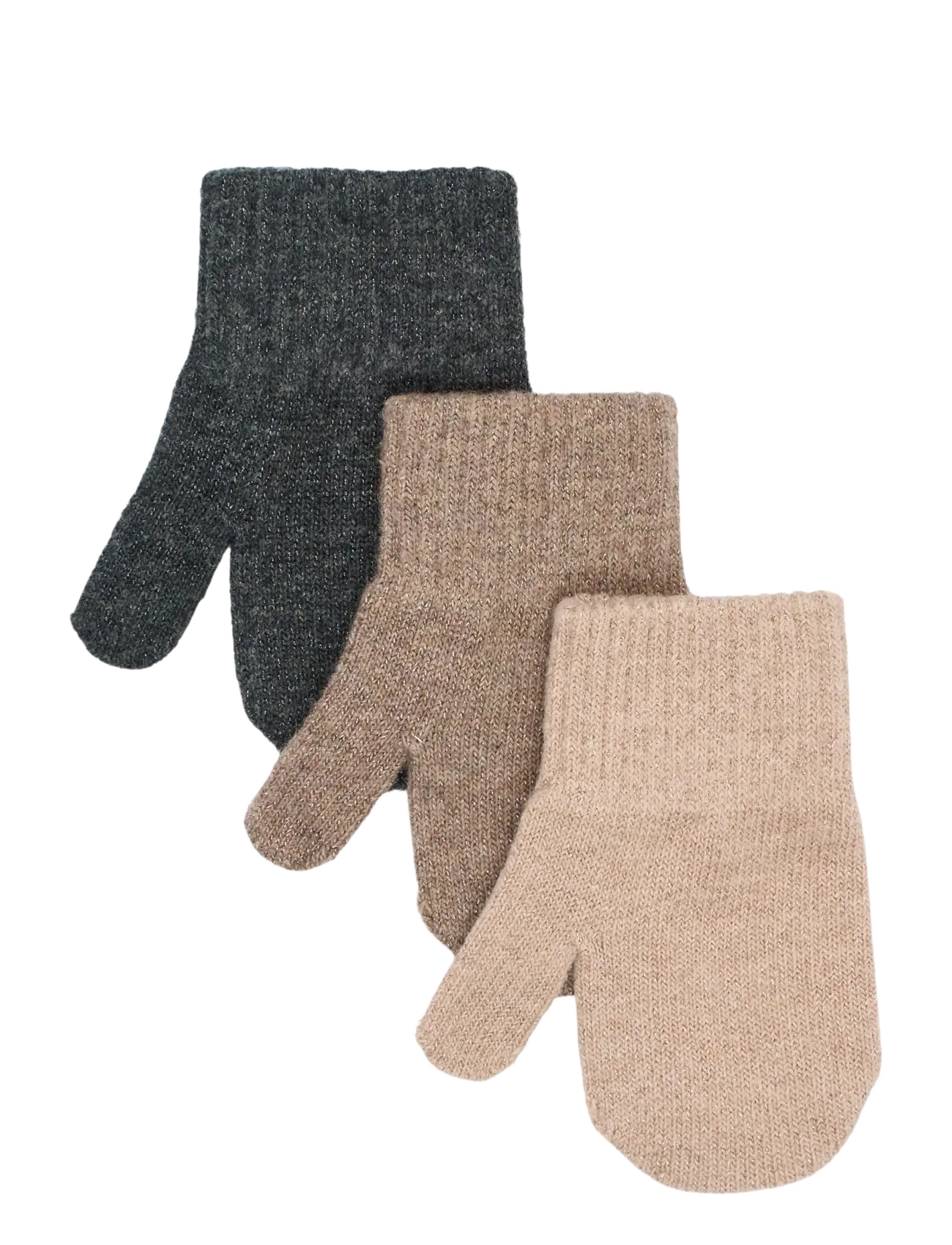 mikk-line Magic Mittens 3 Pack w. Lurex - Last chance - ROSE MELANGE-MELANGE DENVER-DARK GRAY MELANGE / beige