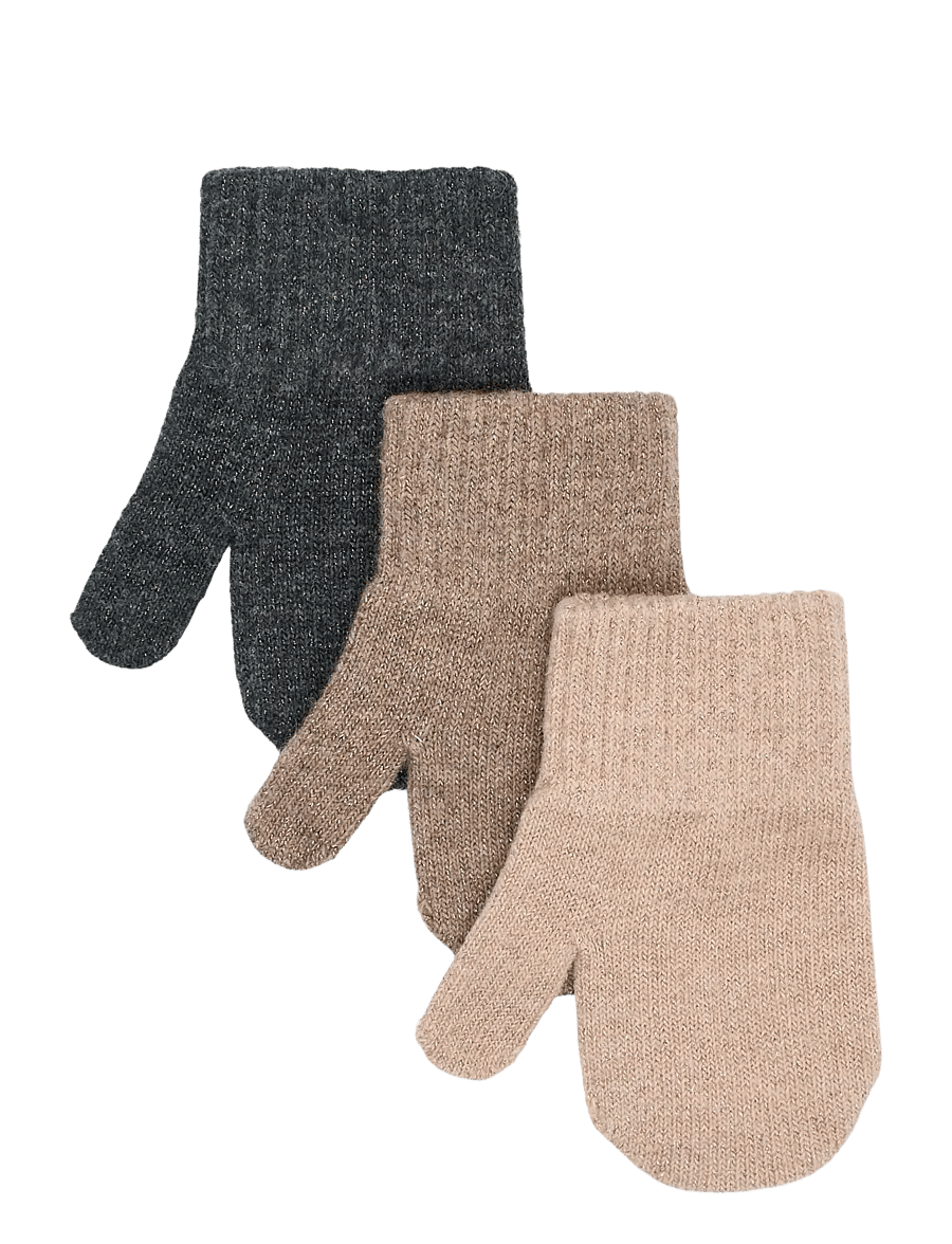 mikk-line - Magic Mittens 3 Pack w. Lurex - handsker - rose melange-melange denver-dark gray melange - 0