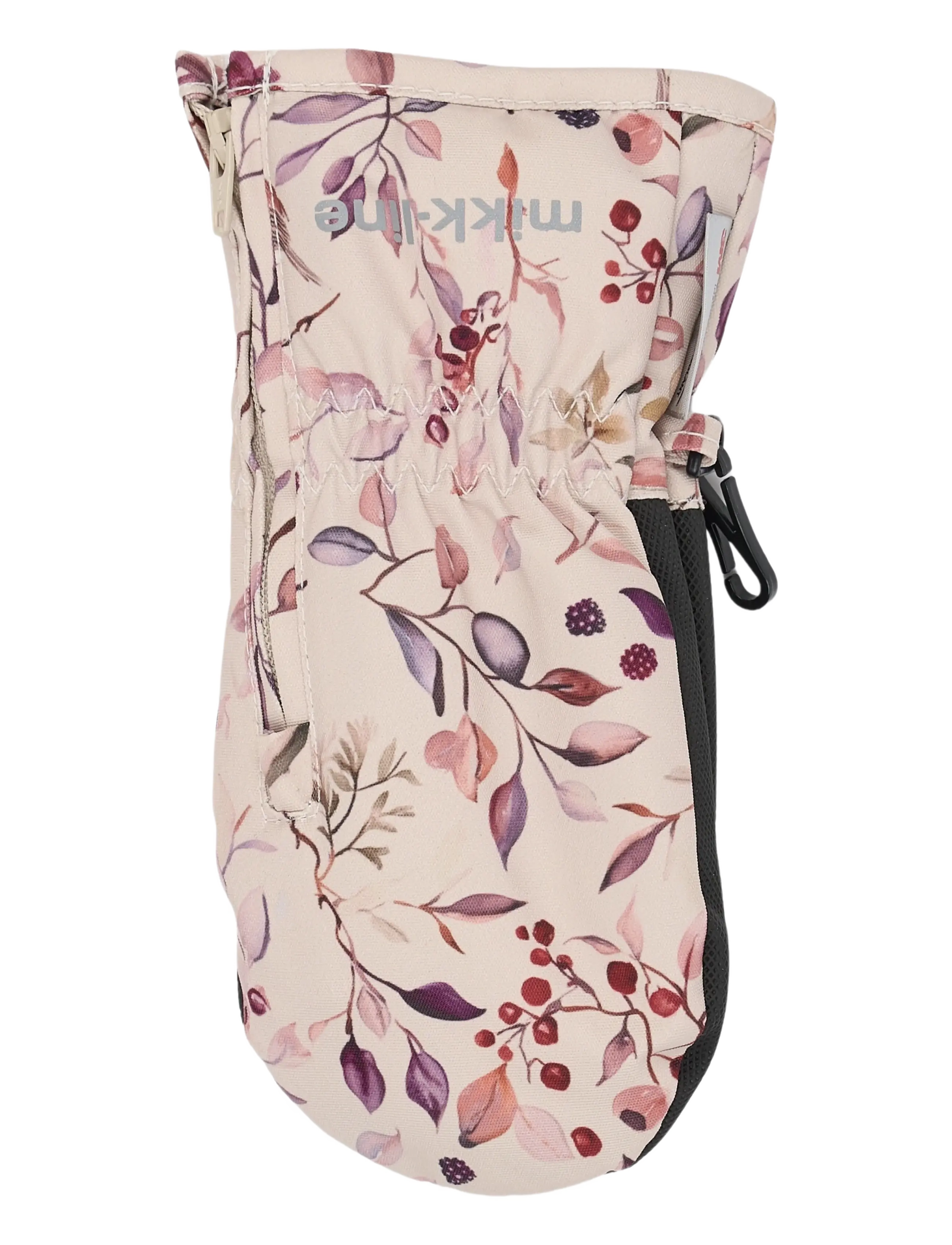 mikk-line - Polyester Mittens Aop w. Zip - baby gloves - berries & birds aop - 1