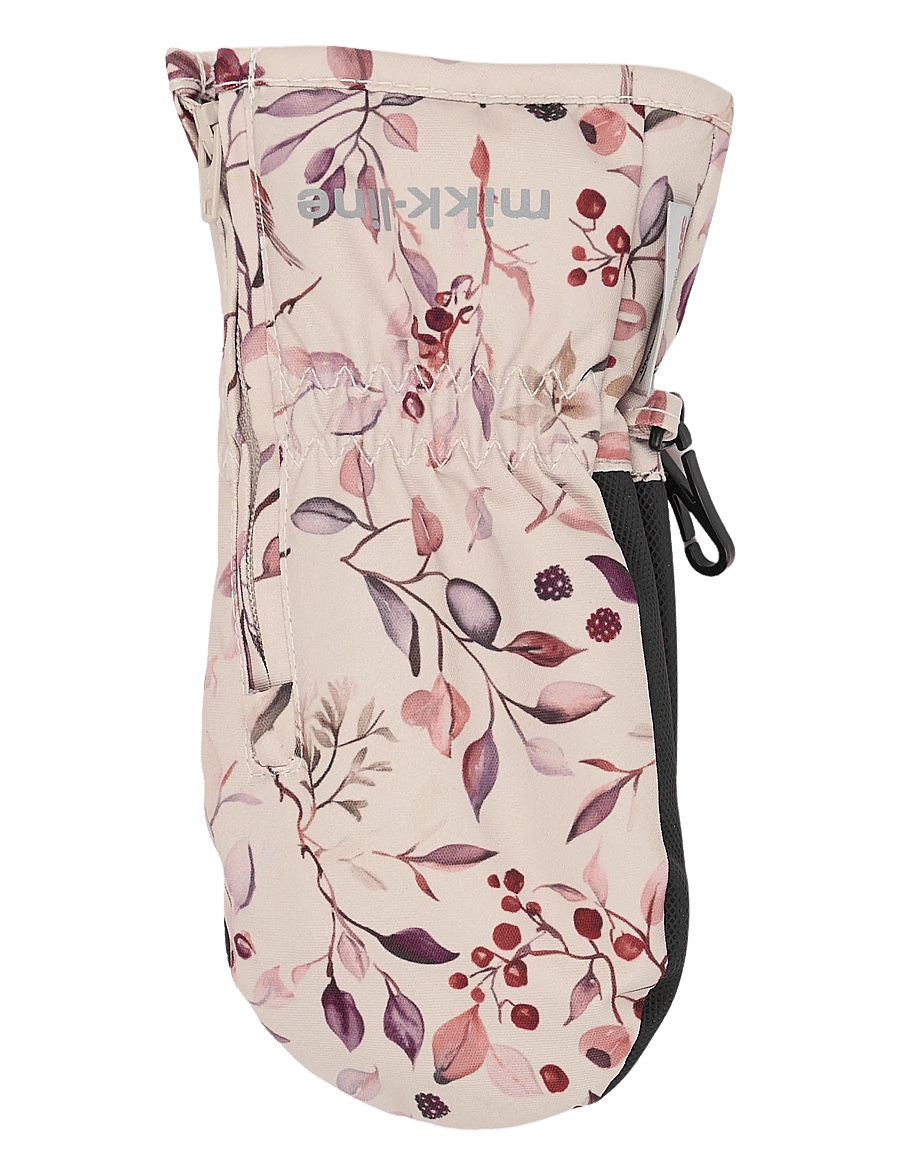 mikk-line - Polyester Mittens Aop w. Zip - baby-handschuhe - berries & birds aop - 1