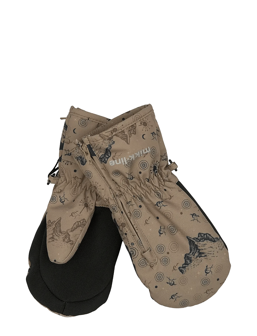 mikk-line - Polyester Mittens Aop w. Zip - babyvanter - coriander - 0
