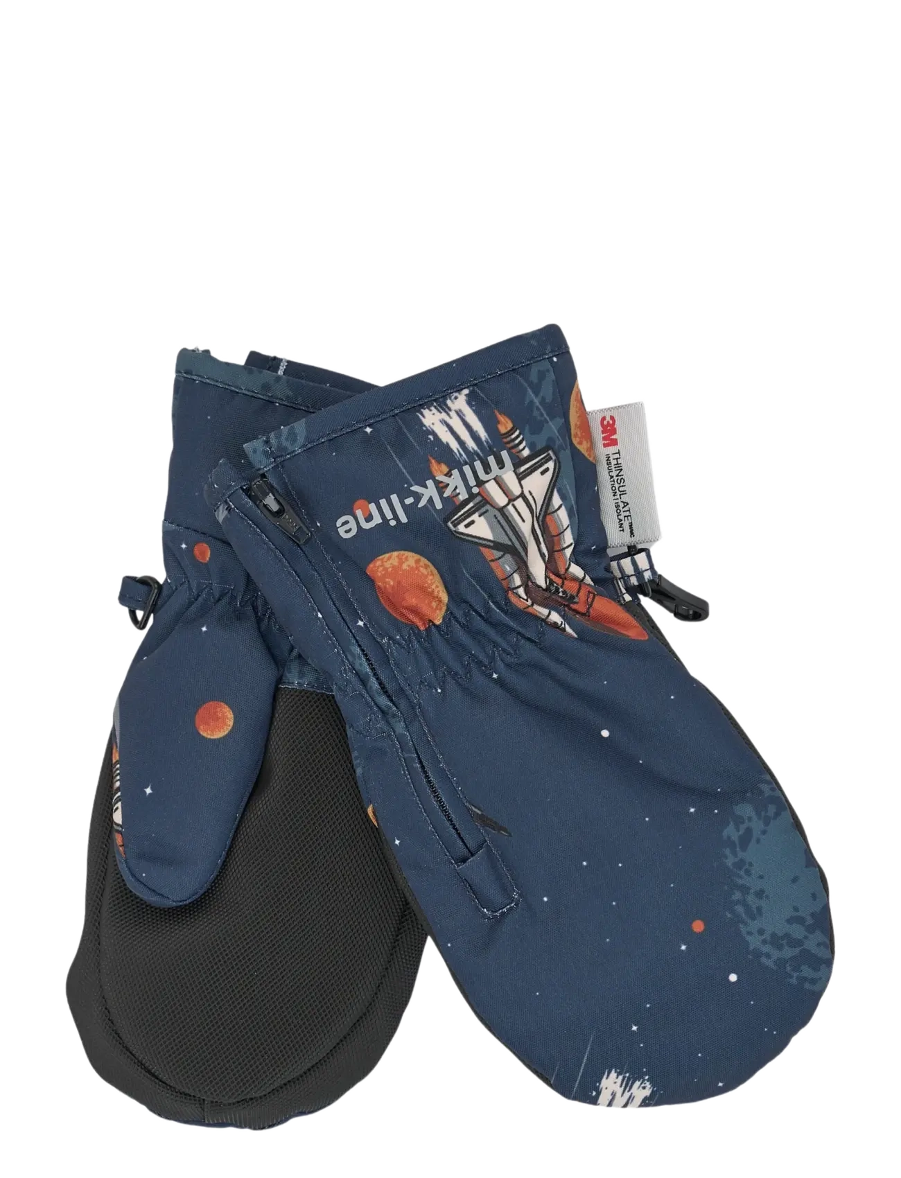 mikk-line Polyester Mittens Aop w. Zip - Winteraccessoires - SPACE AOP / navy