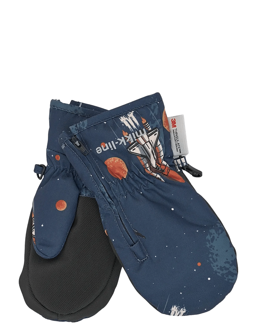 mikk-line - Polyester Mittens Aop w. Zip - baby-handschuhe - space aop - 0