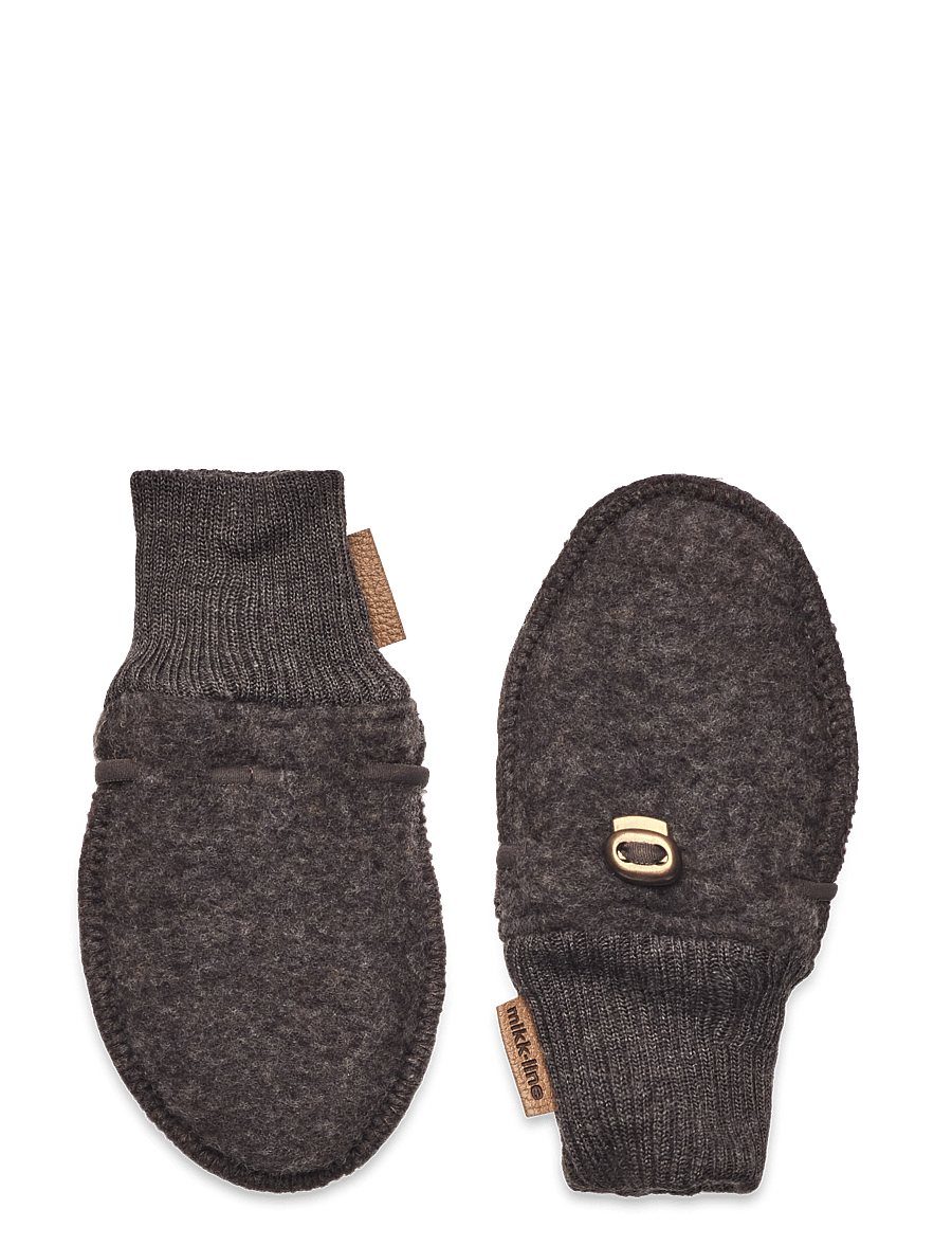 mikk-line - Wool Mittens - beebikindad - dark brown melange - 0