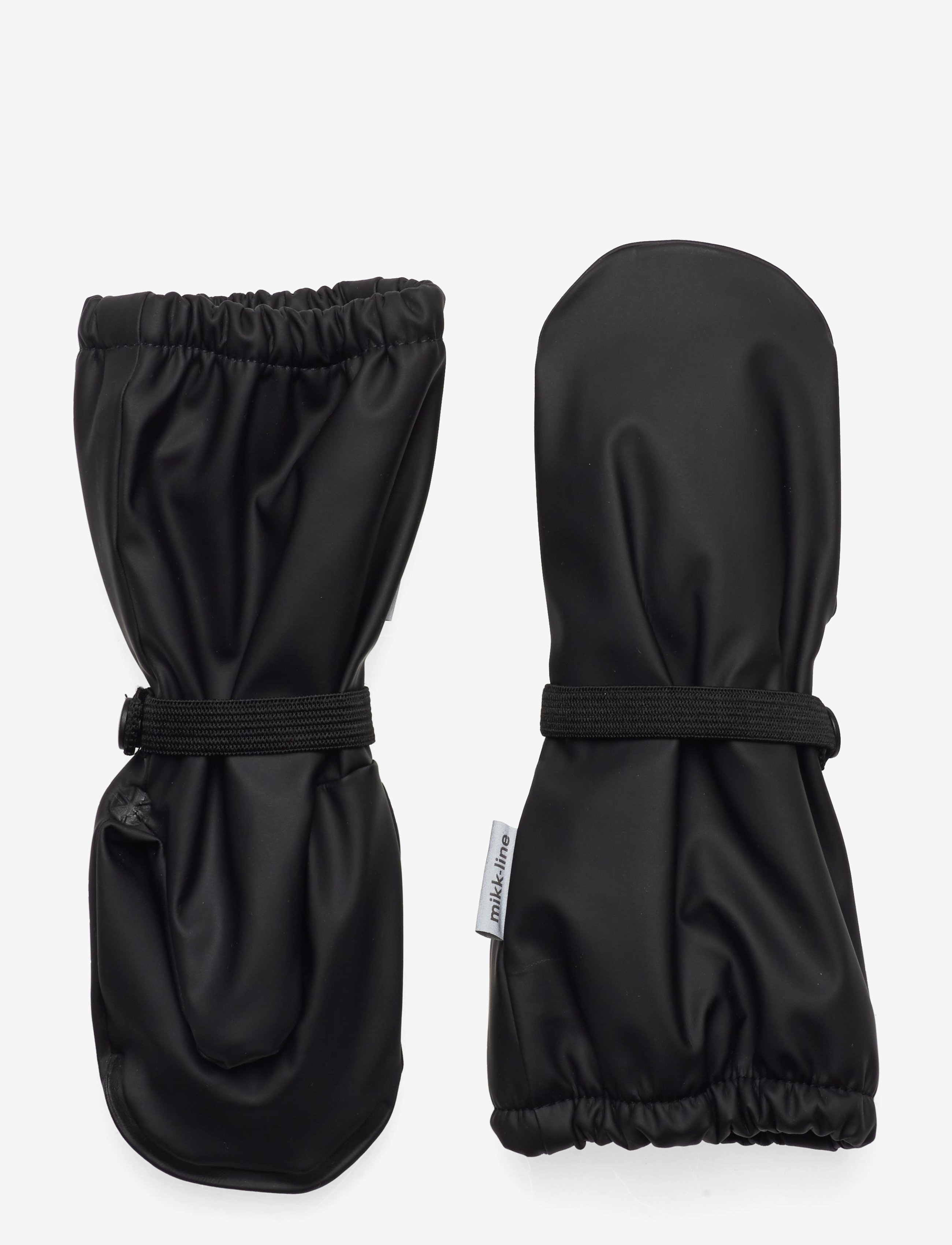 mikk-line Pu Rain Mittens W. Fleece, 110/116, Gloves & Mittens, Schwarz - Gloves, Kinder