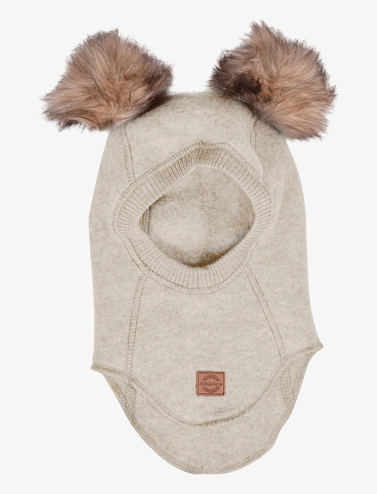 mikk-line - Wool Fullface w. Pom Pom - melange offwhite - 0