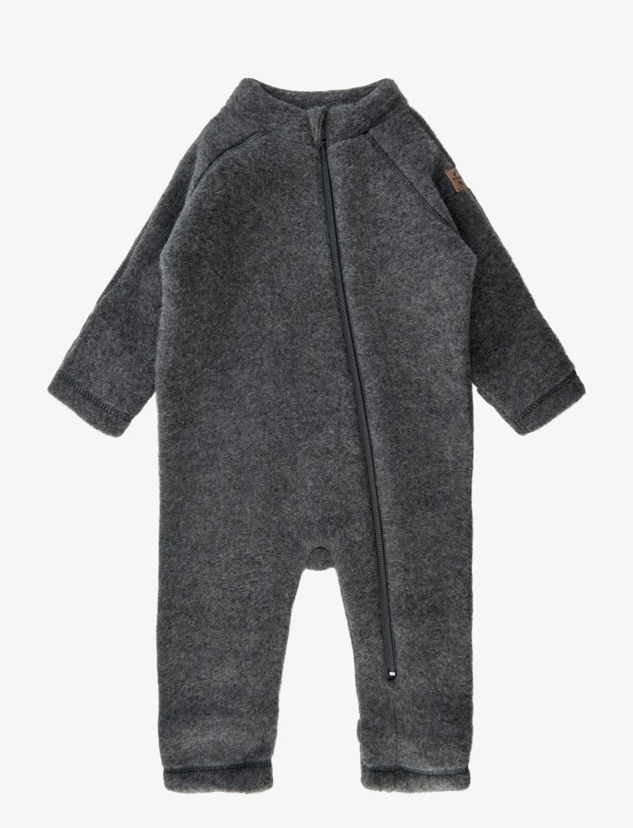 mikk-line - Wool Baby Suit - fleece coveralls - anthracite melange - 0