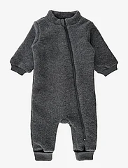 mikk-line - Wool Suit w Rib - fleece overalls - anthracite melange - 0