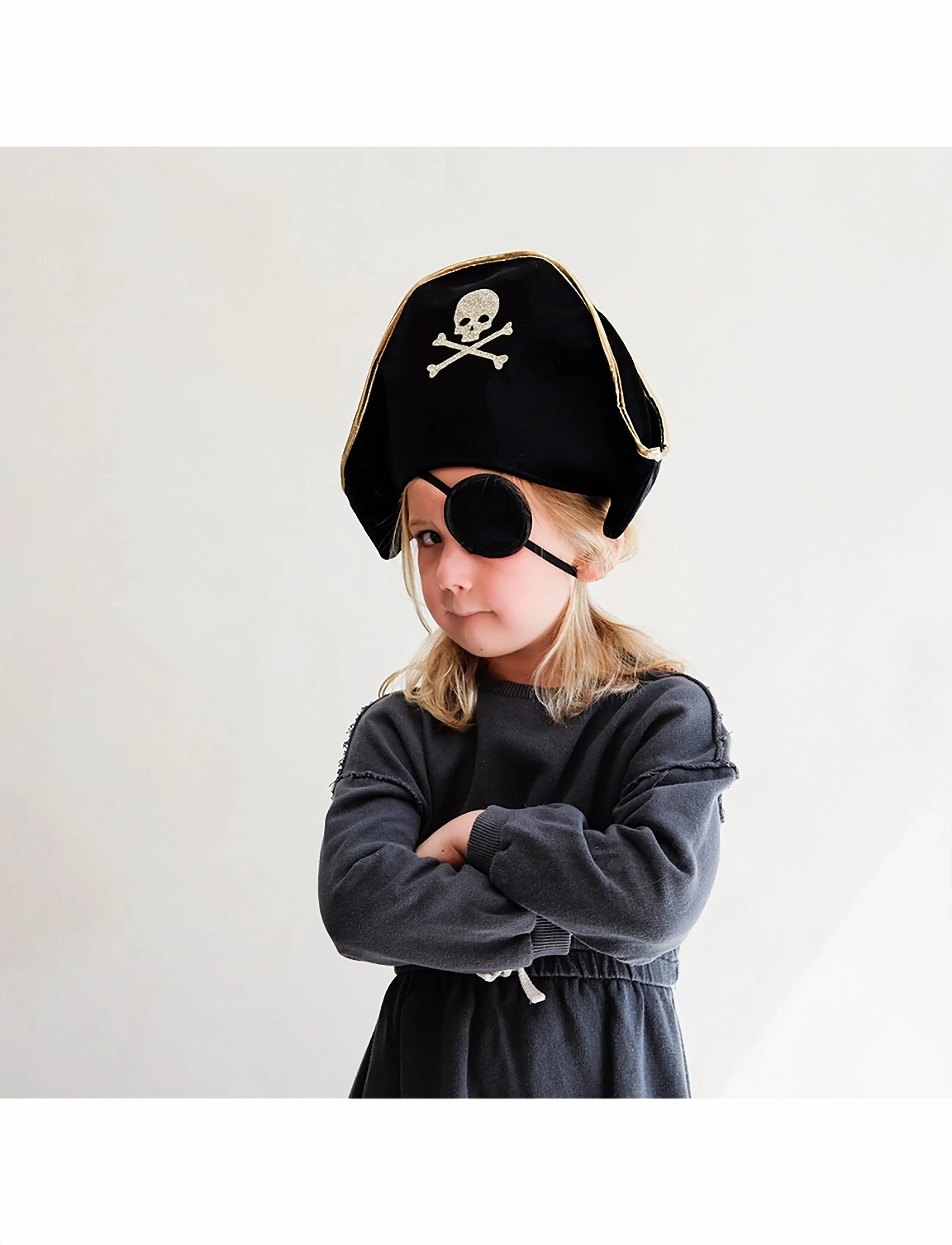 Mimi & Lula Pirate Hat And Eye Pad, One Size, Costumes Accessories, Schwarz - Character Costumes, Kinder
