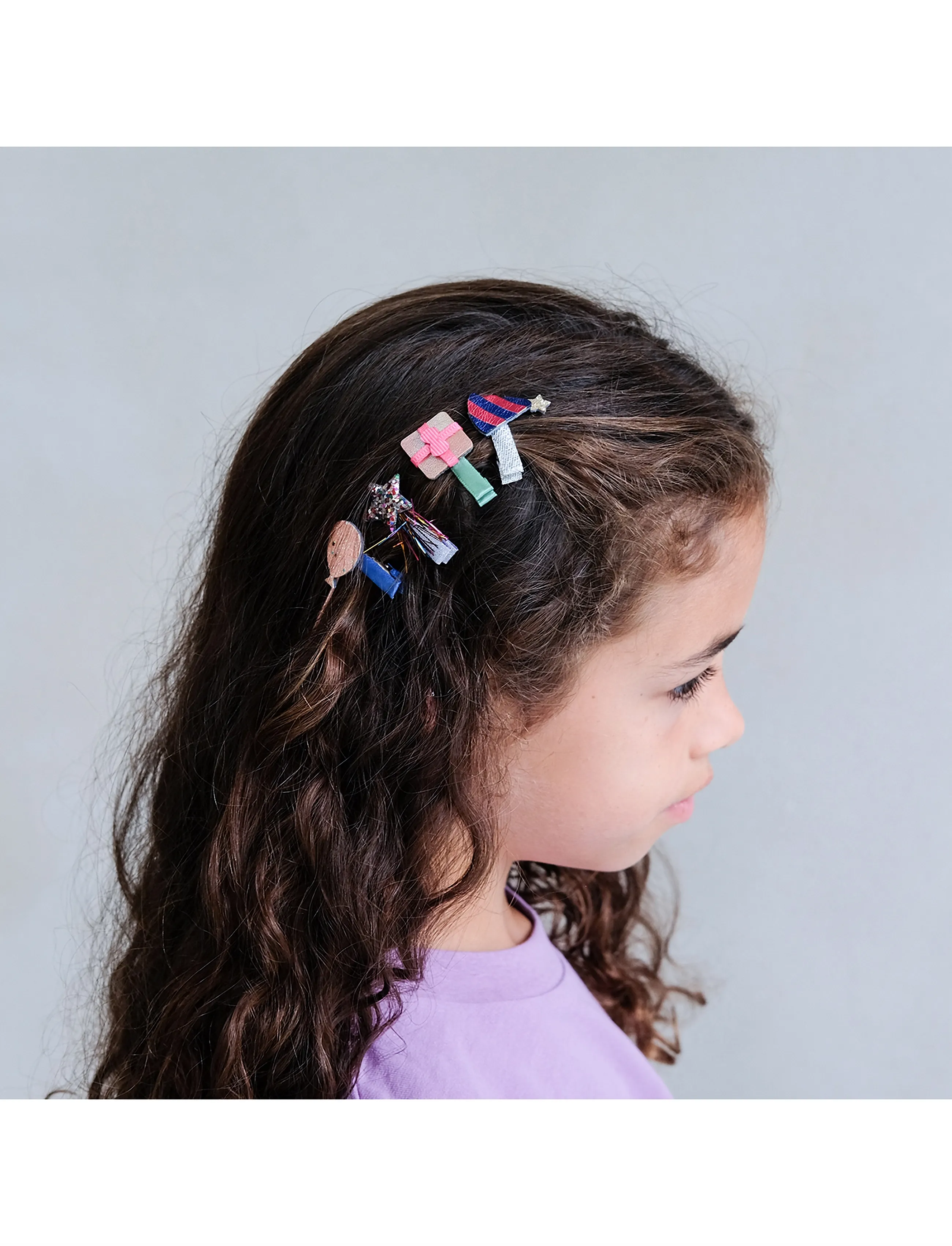 Mimi & Lula 8 Hair Clips Mini Birthday Party Dancing Queen, Fødselsdags Hårklemmer, Multi/mønstret, Str: ONE SIZE