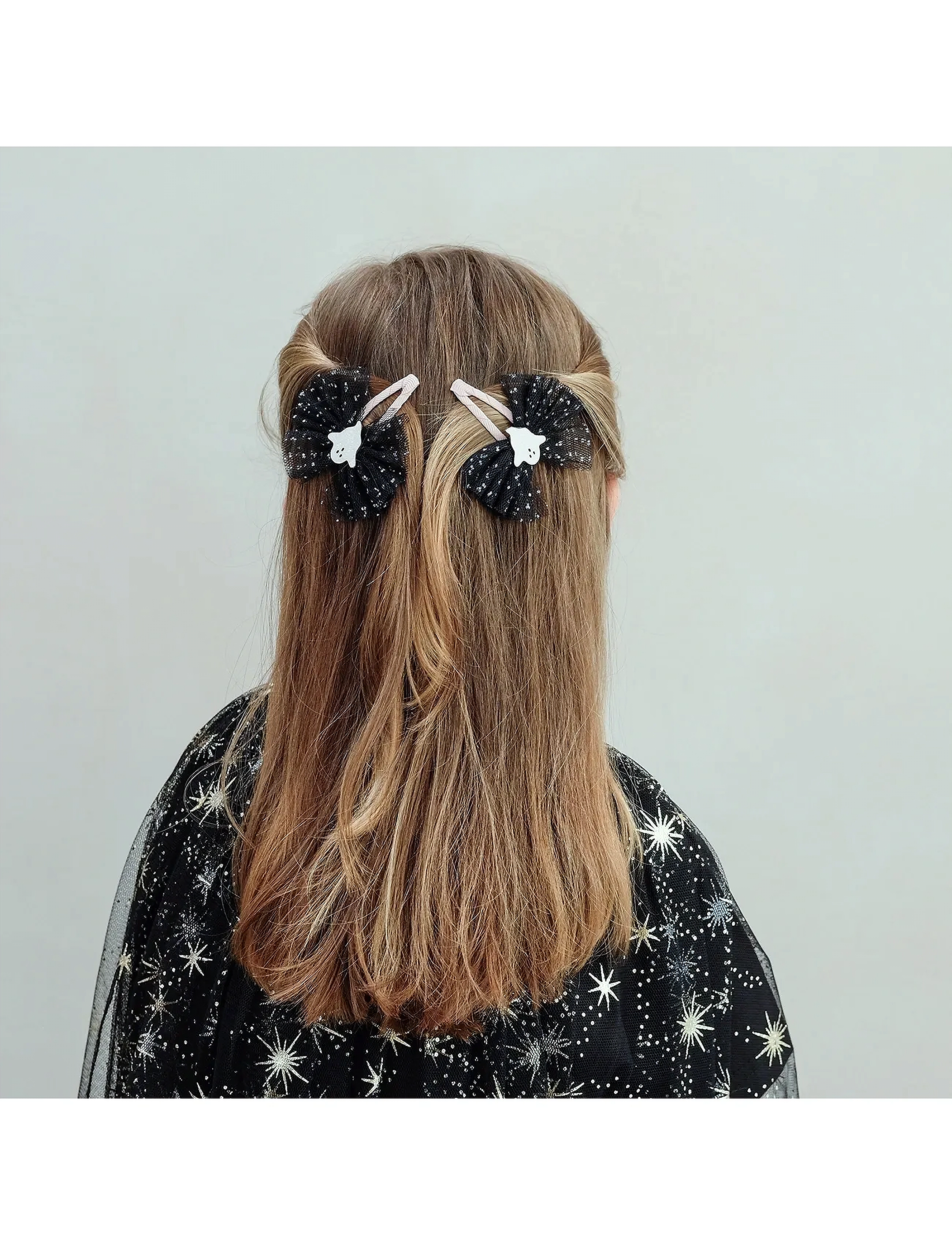 Mimi & Lula 2 Clic Clacs Ghost Tulle Halloween, One Size, Hair Accessories, Schwarz - Pins, Kinder