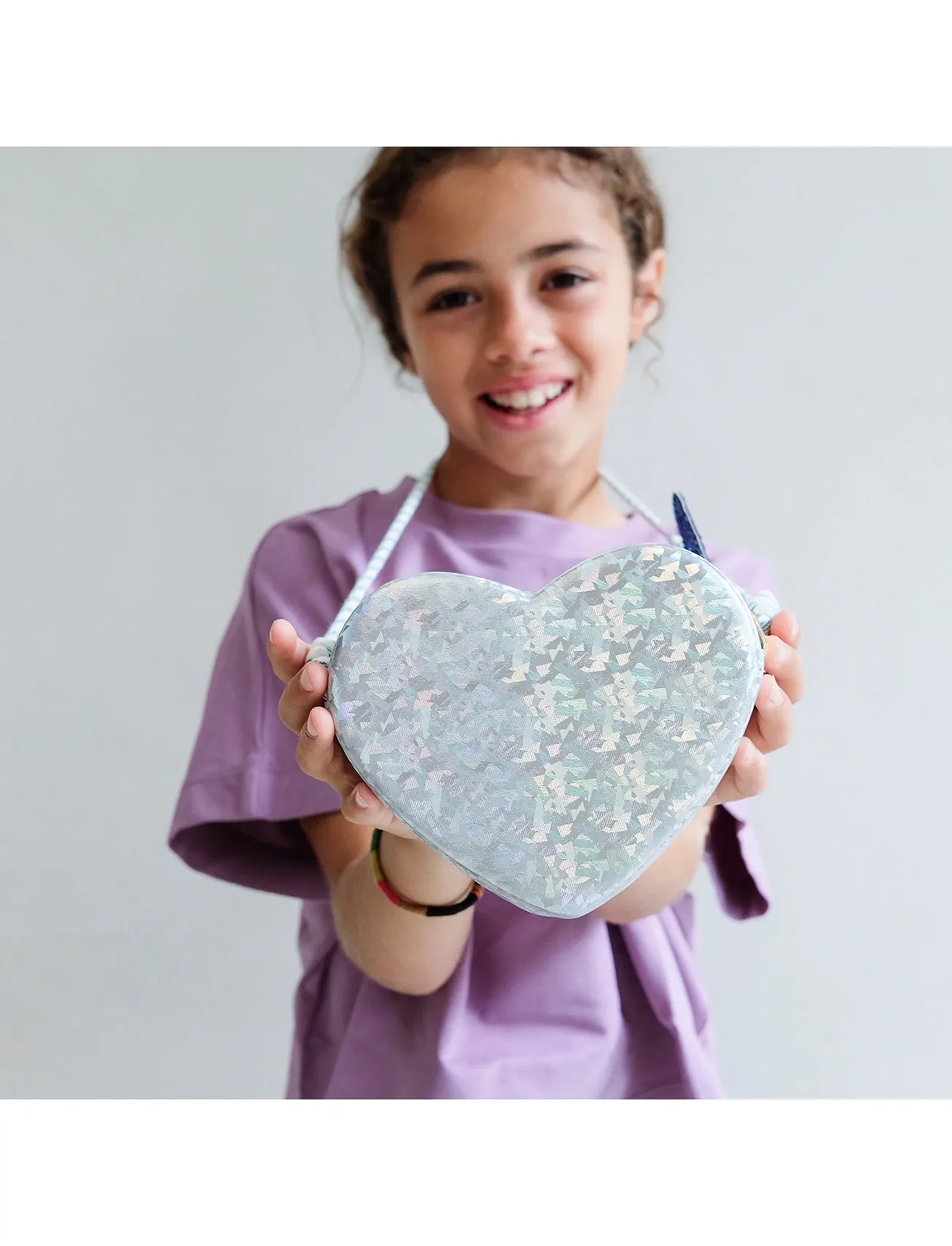 Mimi & Lula Cross Body Bag - Mega Sparkle Heart Enchanted, One Size, Silver, Tasker > Skuldertasker, Børn