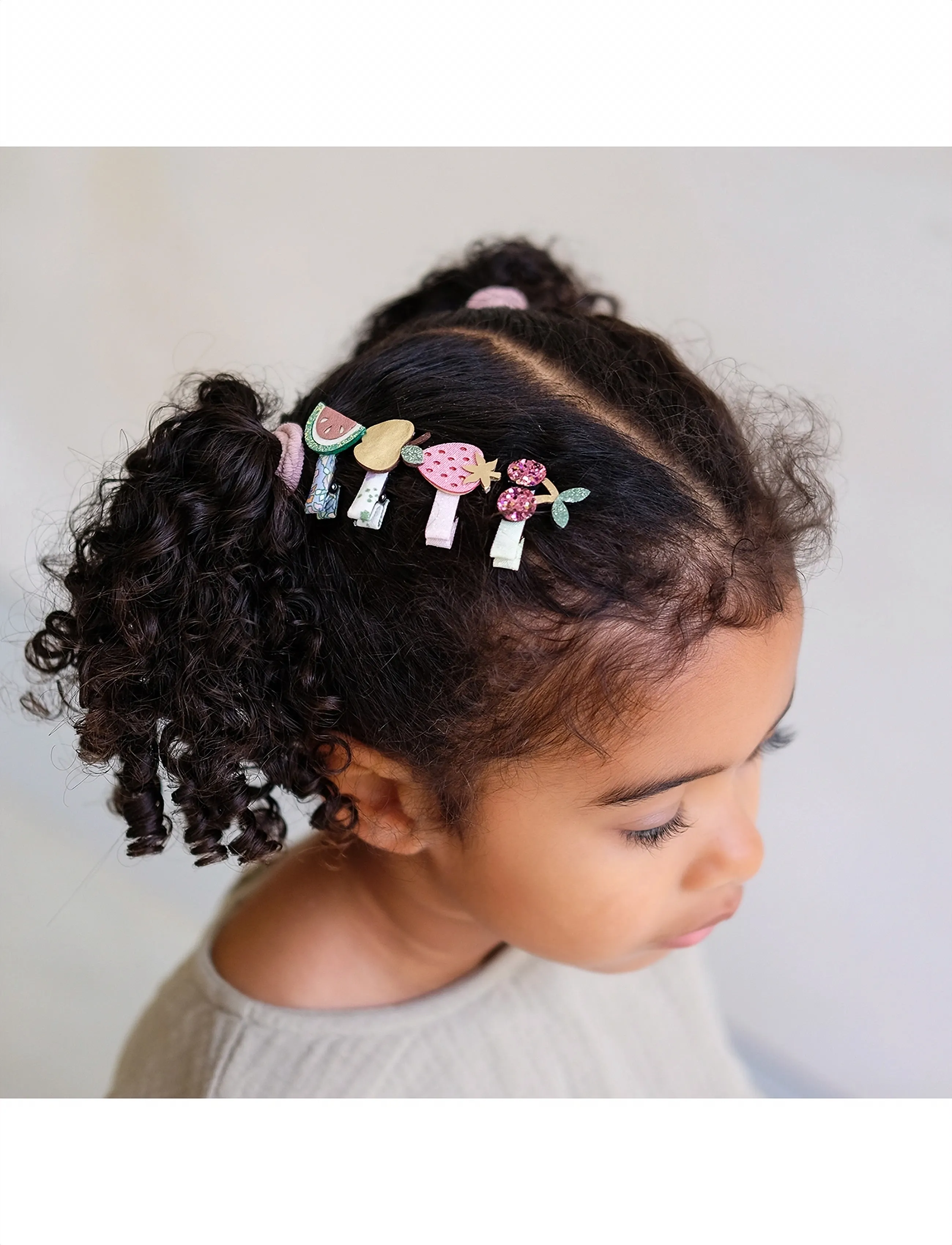 Mimi & Lula 8 Hair Clips Mini Fruit Salad Spring On The Farm, Børn, Mini Frugt Hårklemmer, Multi/mønstret, Str: ONE SIZE