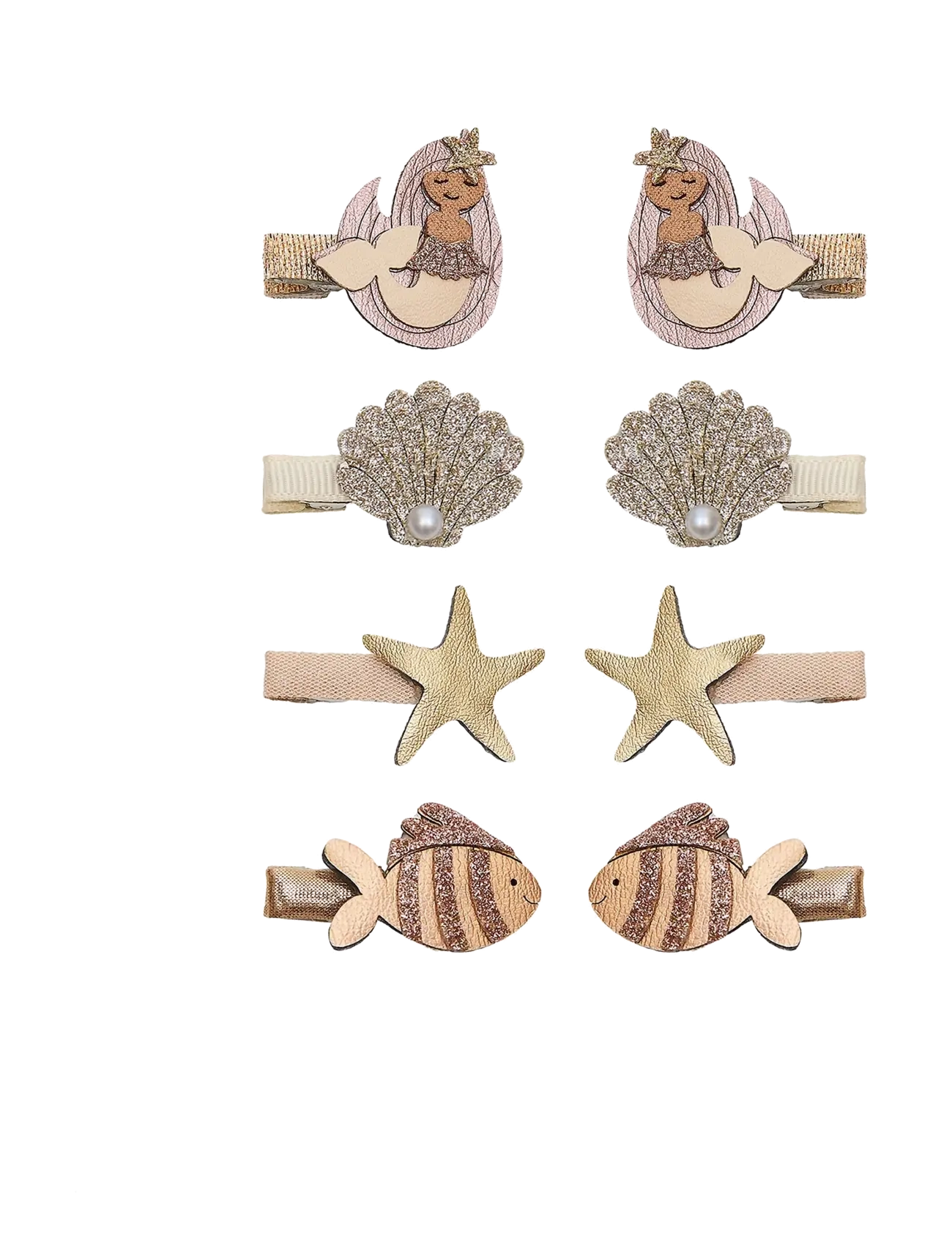 Mimi & Lula 8 Hair Clips Mini Mermaid Ocean Pearl, Børn, Havfrue Ocean Hårklemme Sæt, Guld, Str: ONE SIZE
