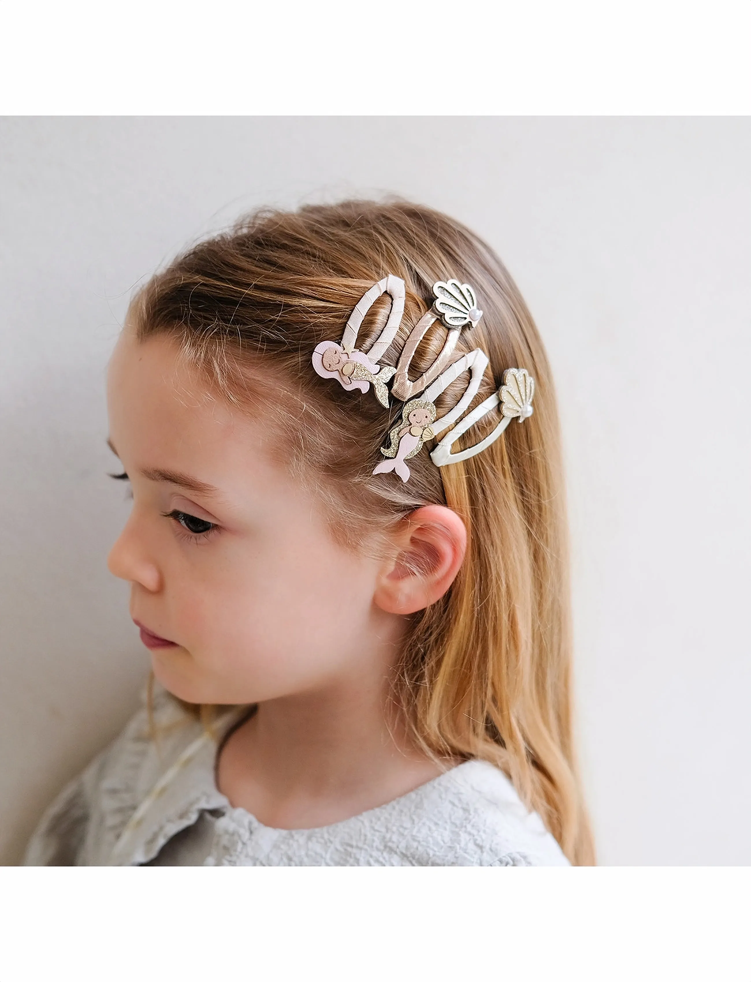 Mimi & Lula 4 Clic Clacs Mermaid Ocean Pearl, One Size, Hair Accessories, Mehrfarbig/gemustert - Pins, Kinder