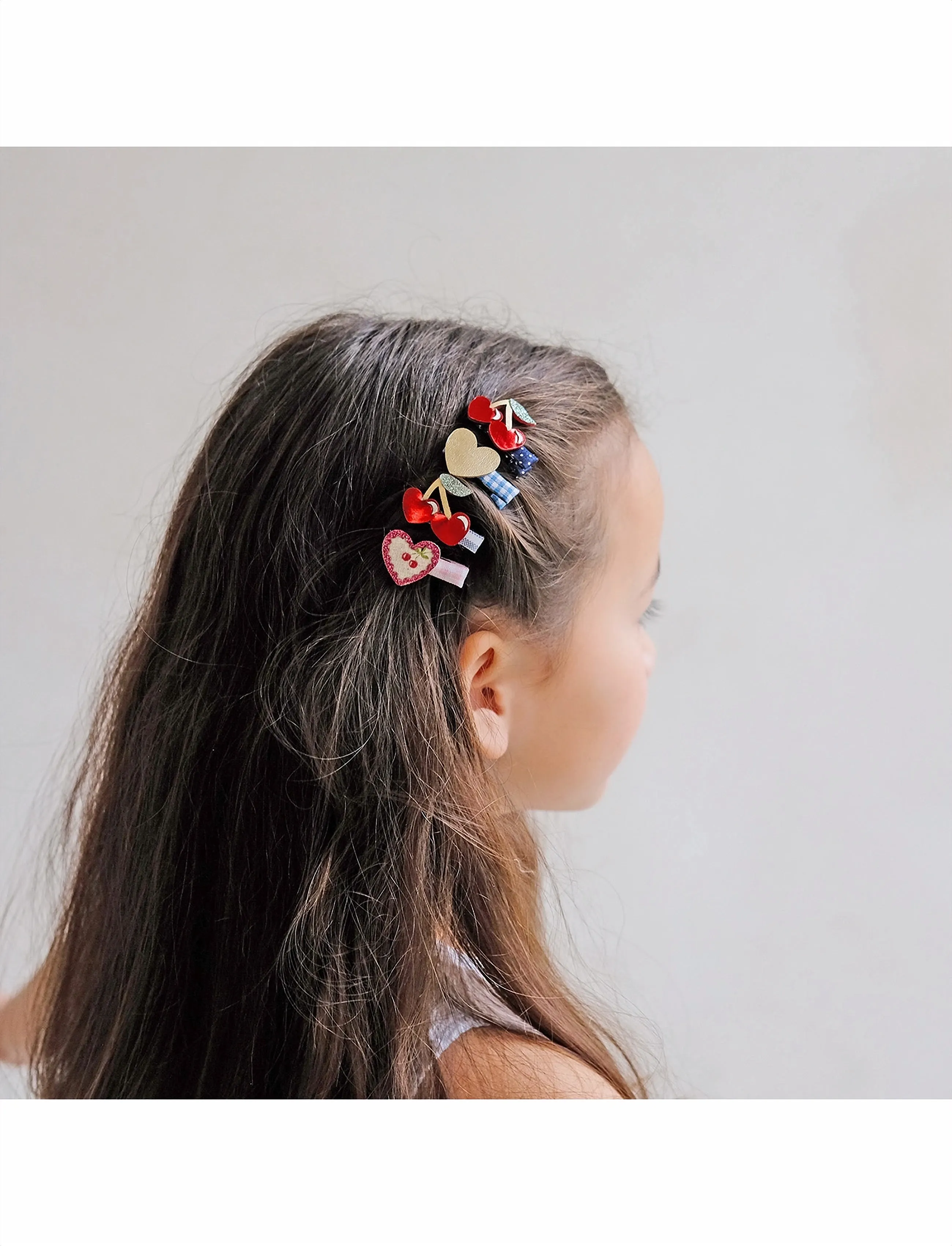 Mimi & Lula 8 Hair Clips Mini Red Cherries Mon Cheri, One Size, Accessories, Mehrfarbig/gemustert - Pins, Kinder