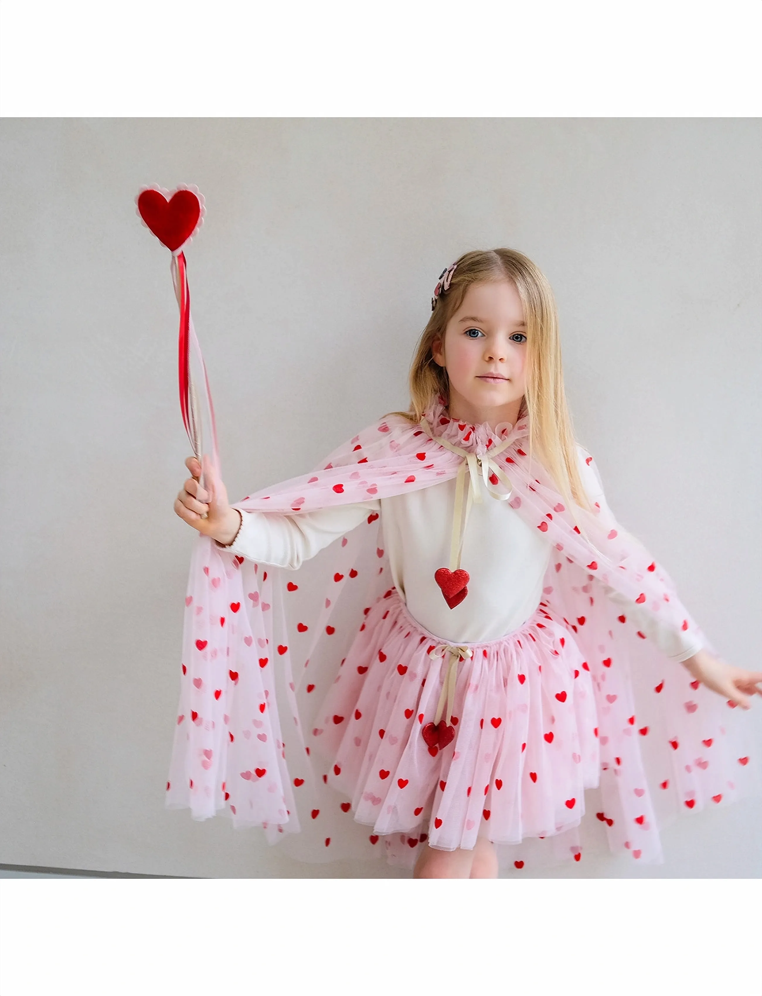 Mimi & Lula Cape - Heart Valentines, One Size, Red, Kostumer & Tilbehør > Tilbehør Til Kostumer, Børn