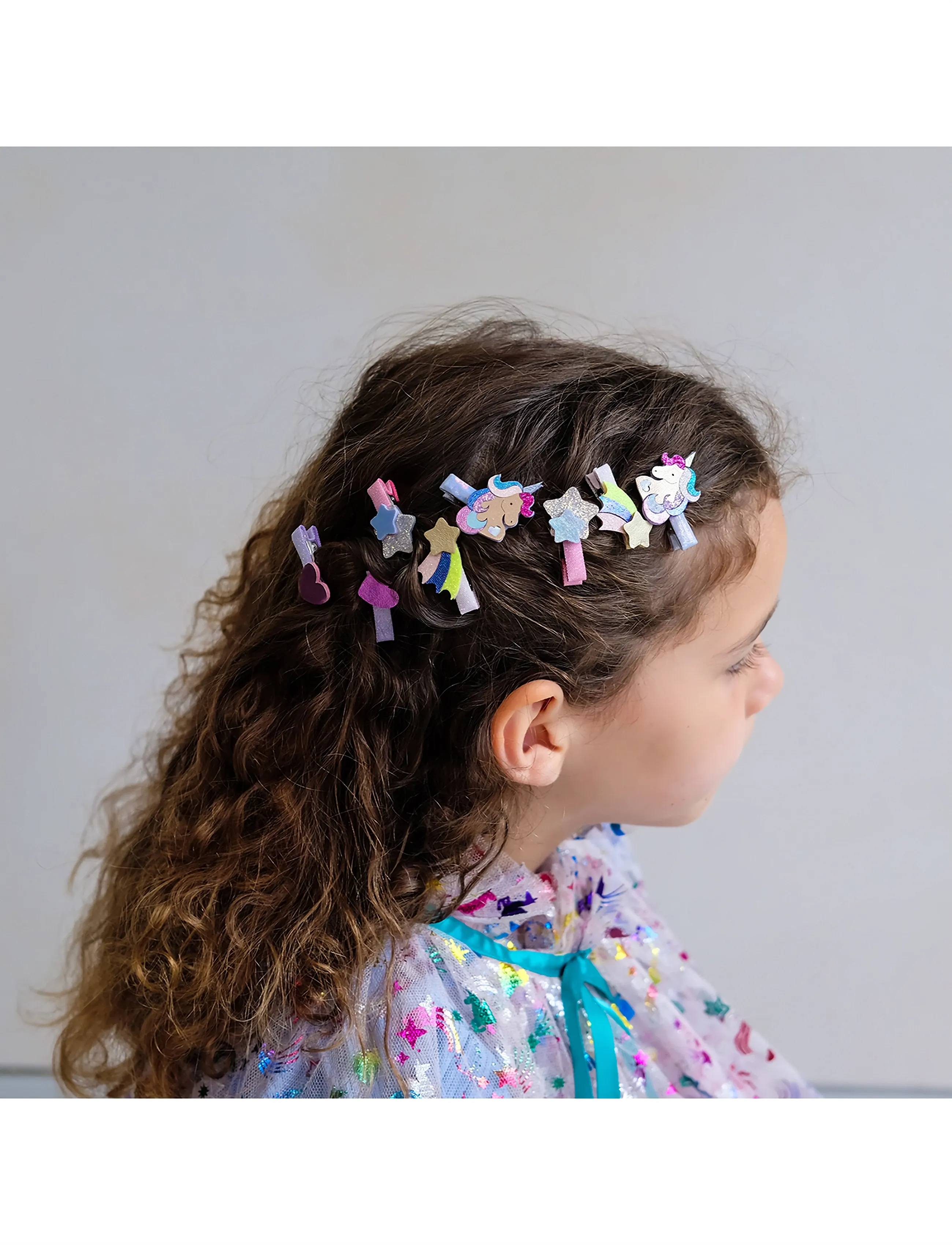 Mimi & Lula 8 Hair Clips Unicornland, Glitter Enhjørning Hårspænder, Multi/mønstret, Str: ONE SIZE
