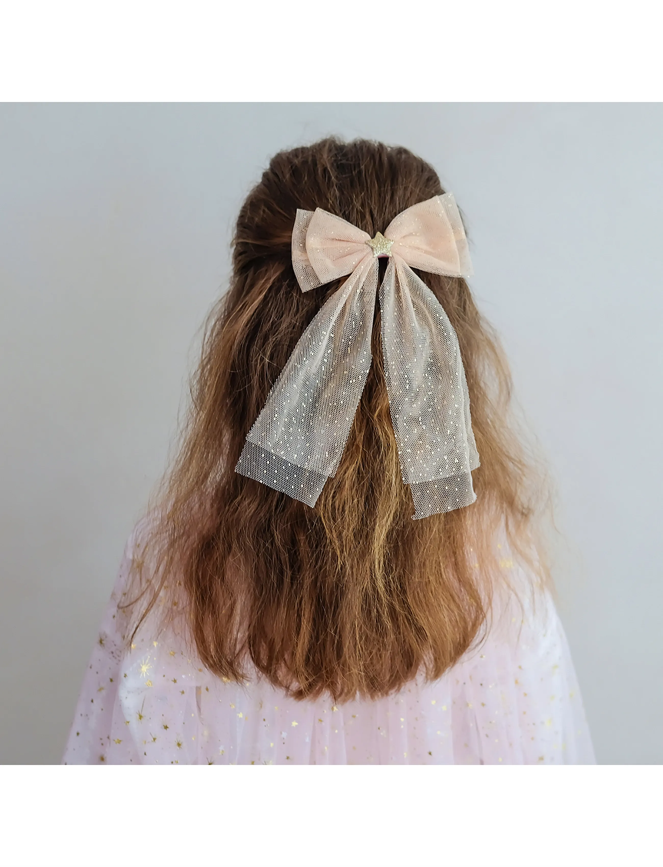 Mimi & Lula Bow Clip Tulle Oversized, Kinder, Tüll Glitzer Haarschleifenklammer, Creme, Gr.ONE SIZE