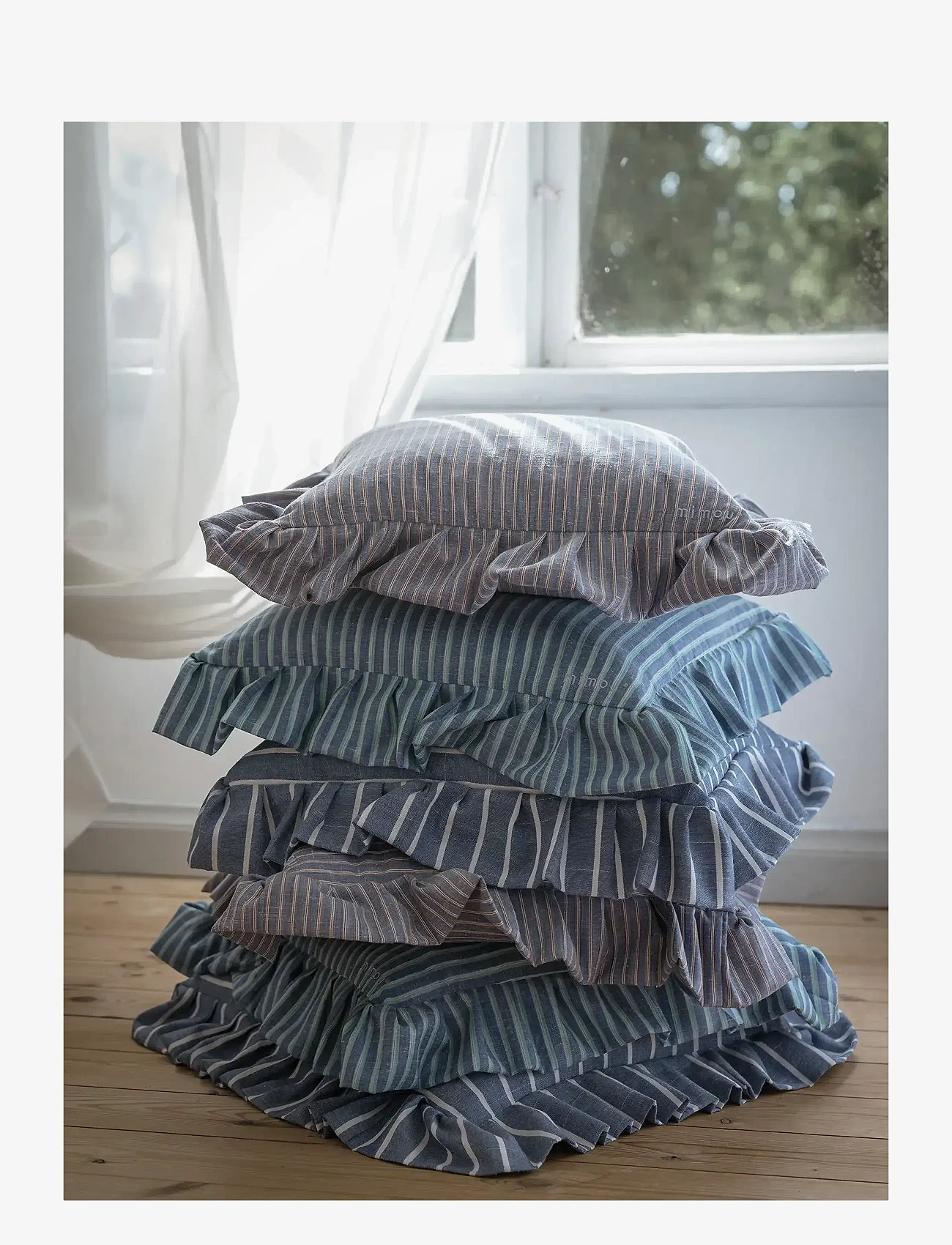 Mimou - Frill cushion Stripe - kissen - blue/brown - 1