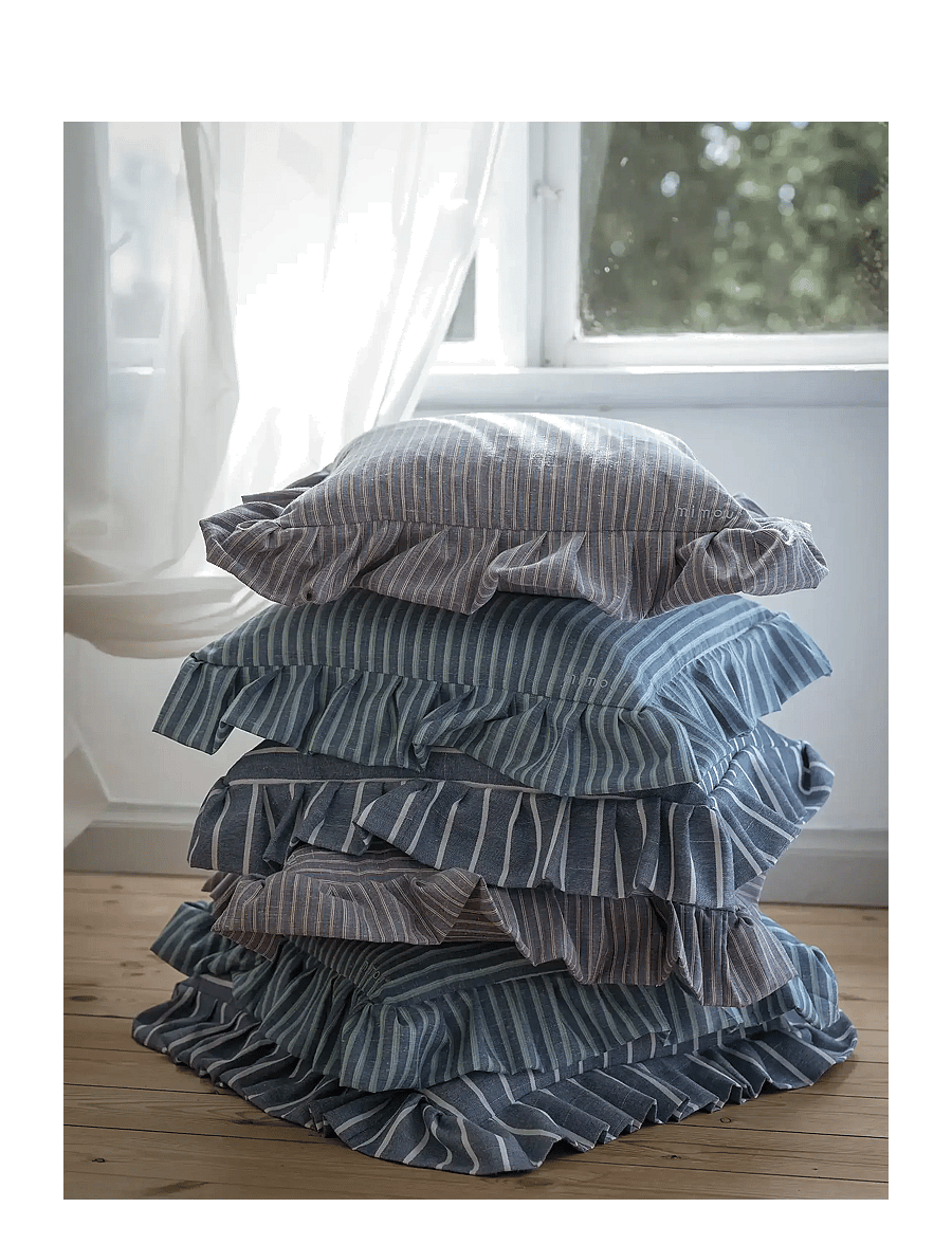 Mimou - Frill cushion Stripe - kissen - blue/brown - 1