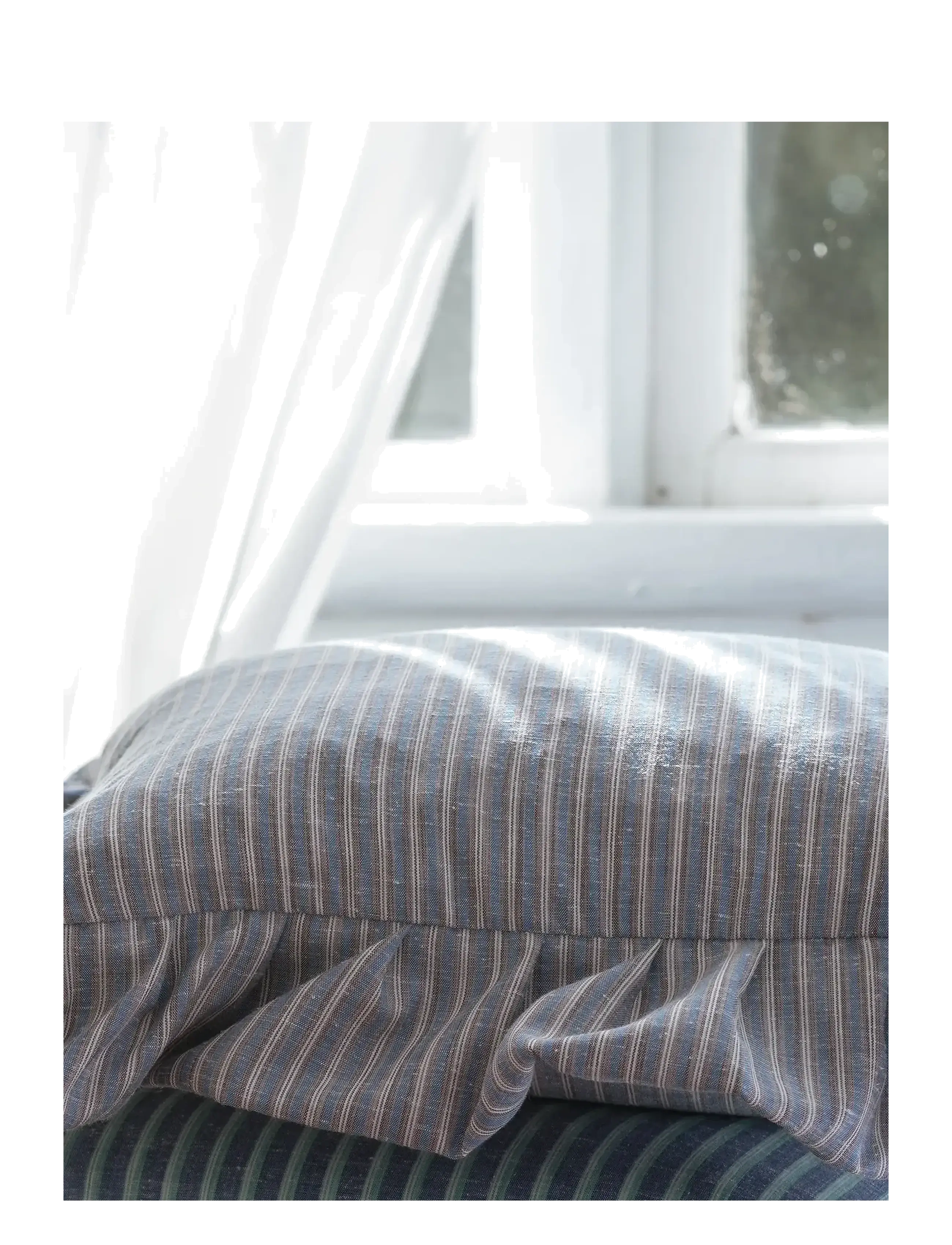 Mimou - Frill cushion Stripe - puter - blue/brown - 2