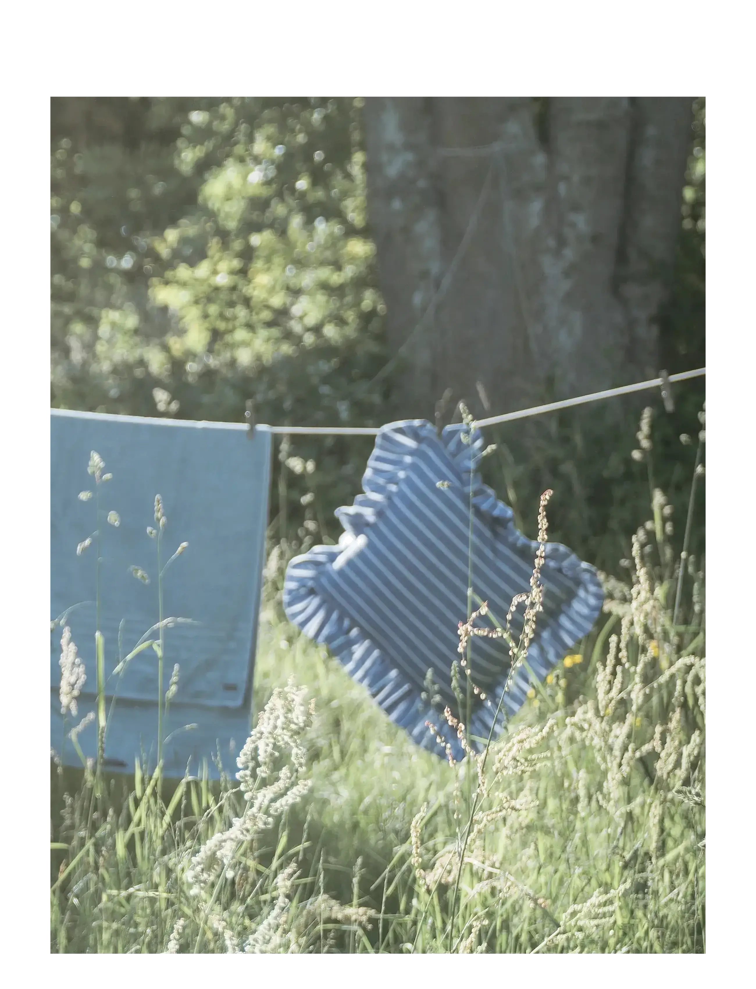 Mimou - Frill cushion Stripe - puder - blue/green - 1