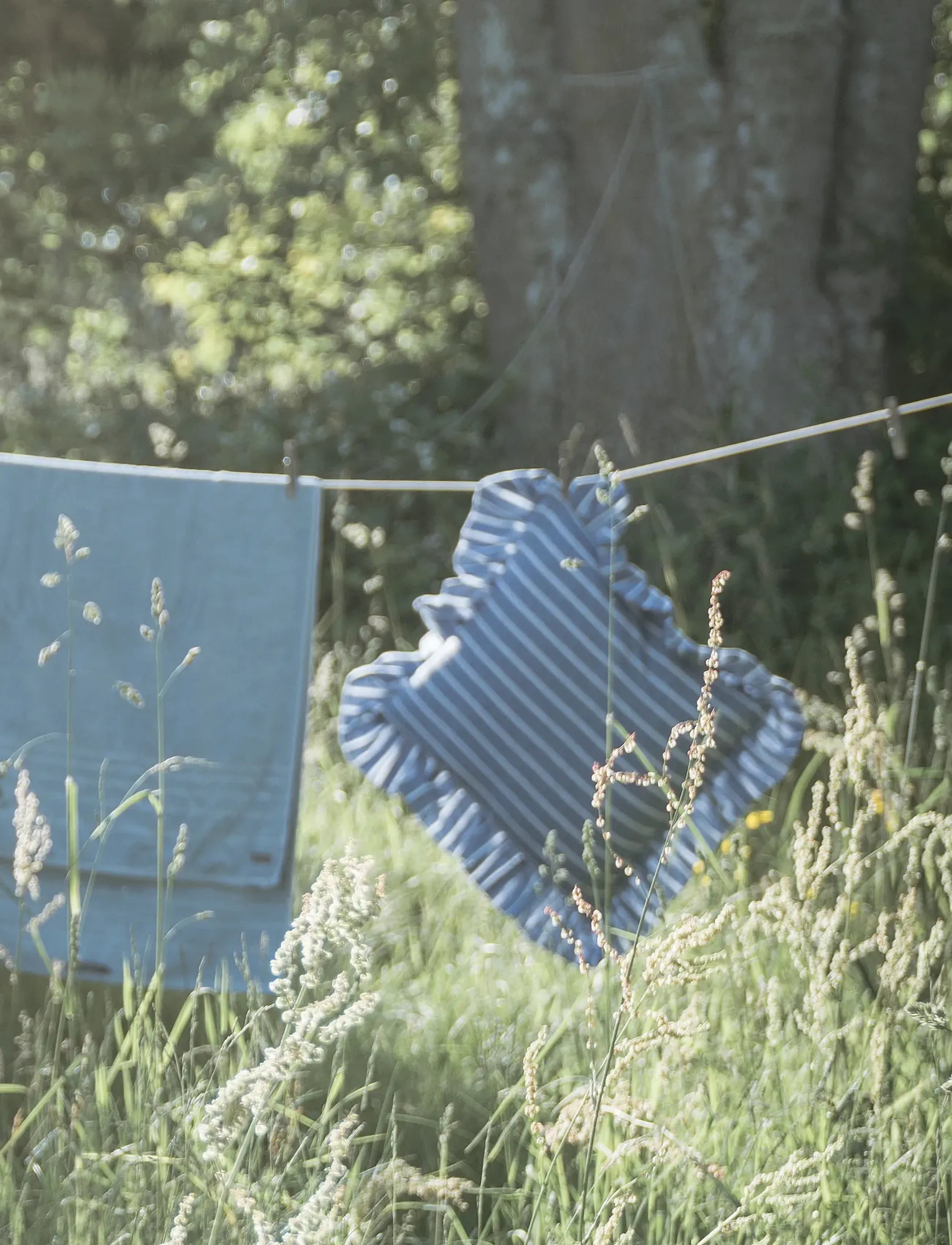 Mimou Pude Med Volanter, Stripe, 50X50, Blue, Puder & Tæpper > Puder, Unisex