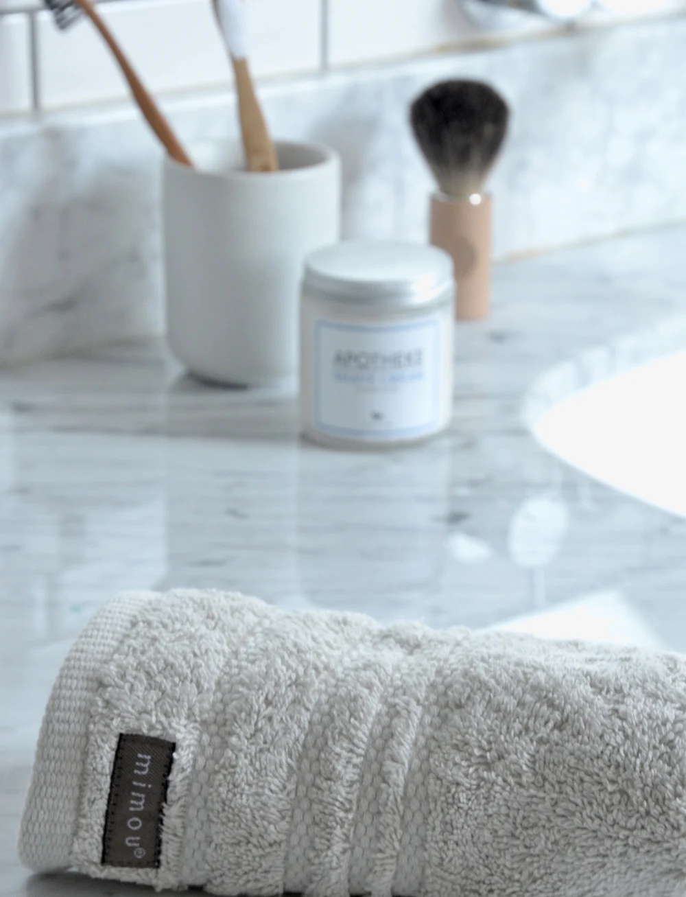 Mimou - Handduk Devon 2-pack - köp efter pris - cement - 1