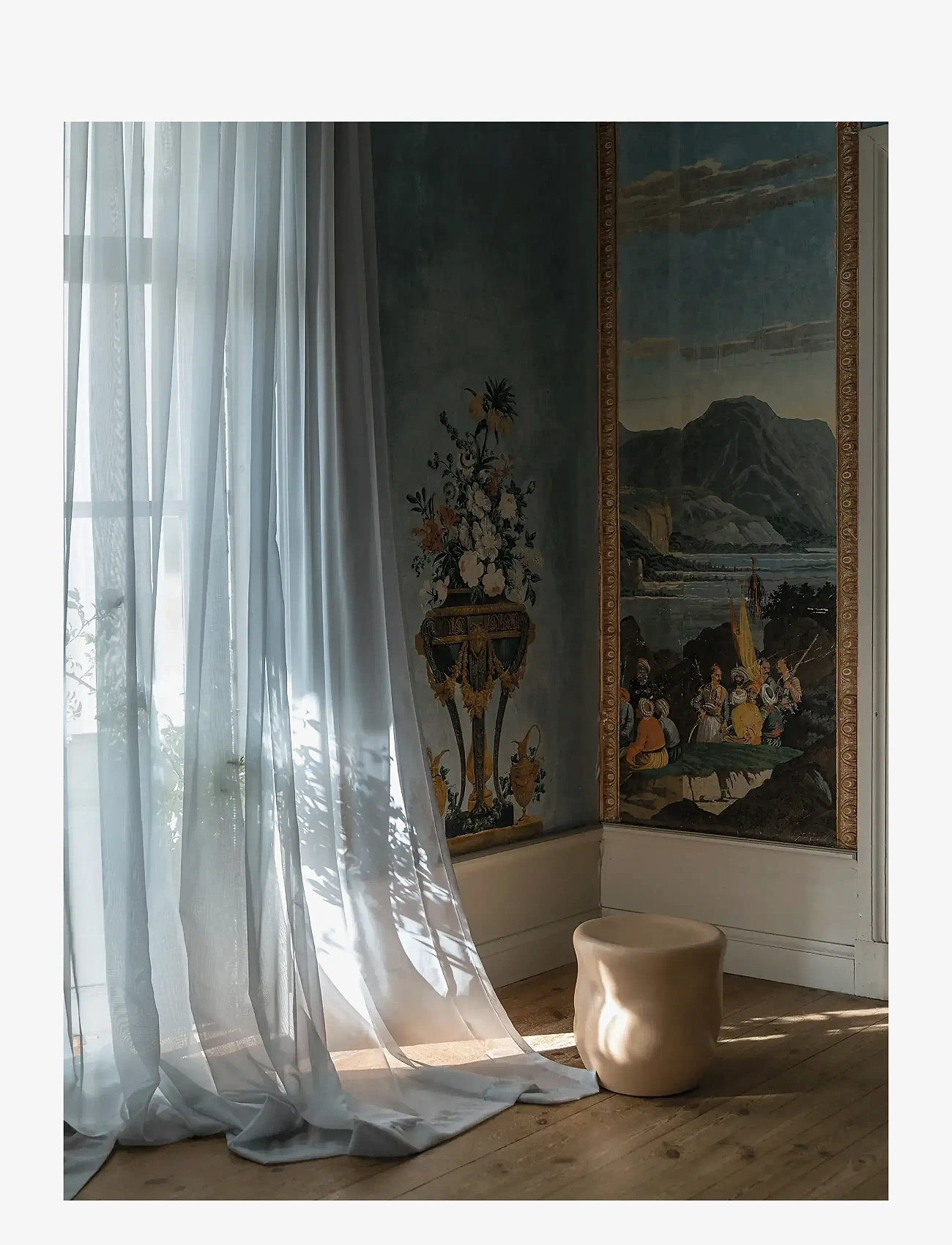Mimou - Sheer hotel curtain Double width - gardinlängder - light blue - 2
