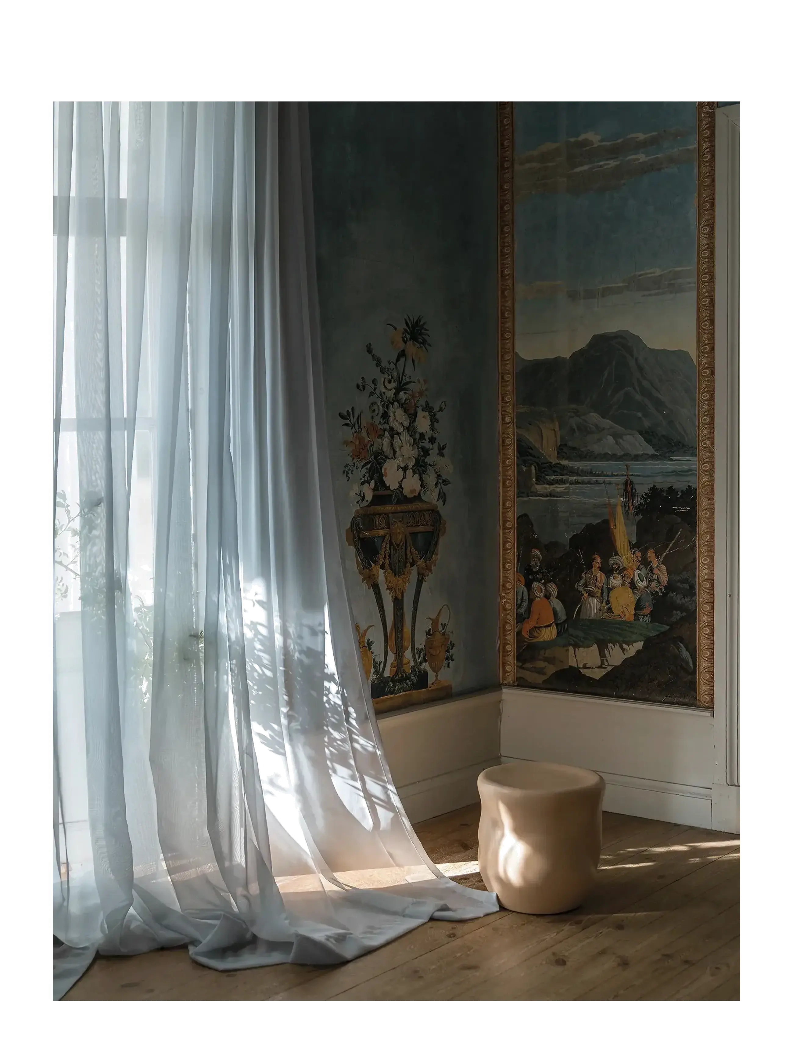 Mimou - Sheer hotel curtain double width - sivuverhot - light blue - 2