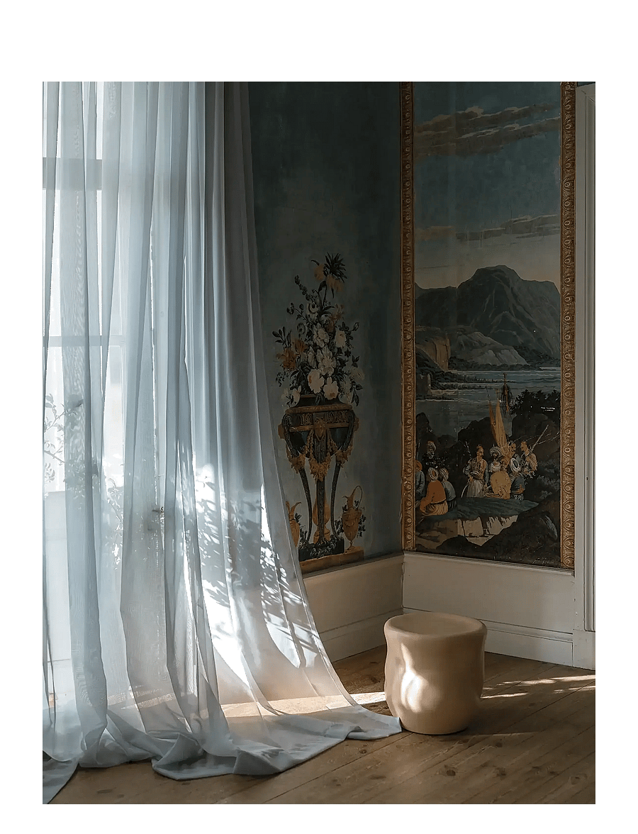 Mimou - Sheer hotel curtain double width - pikad kardinad - light blue - 1