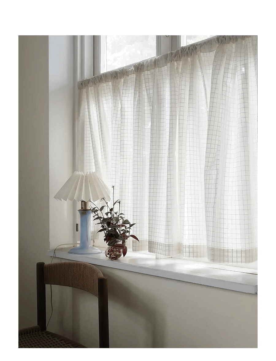 Mimou - Cafe Curtain Check - kardinad ja rulood - creme - 1